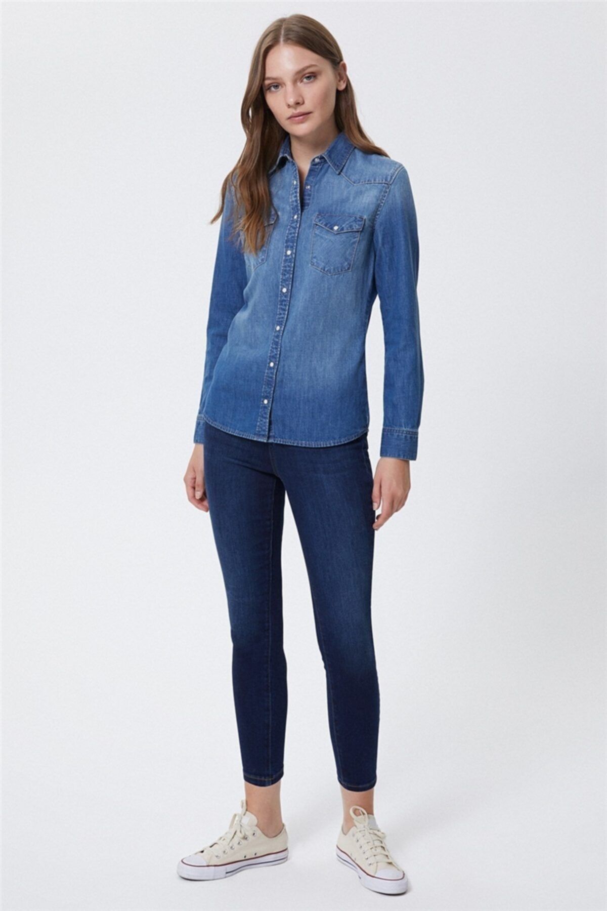 Lee Cooper Sandra 10 Kadın Jean Uzun Kol Gömlek Denim