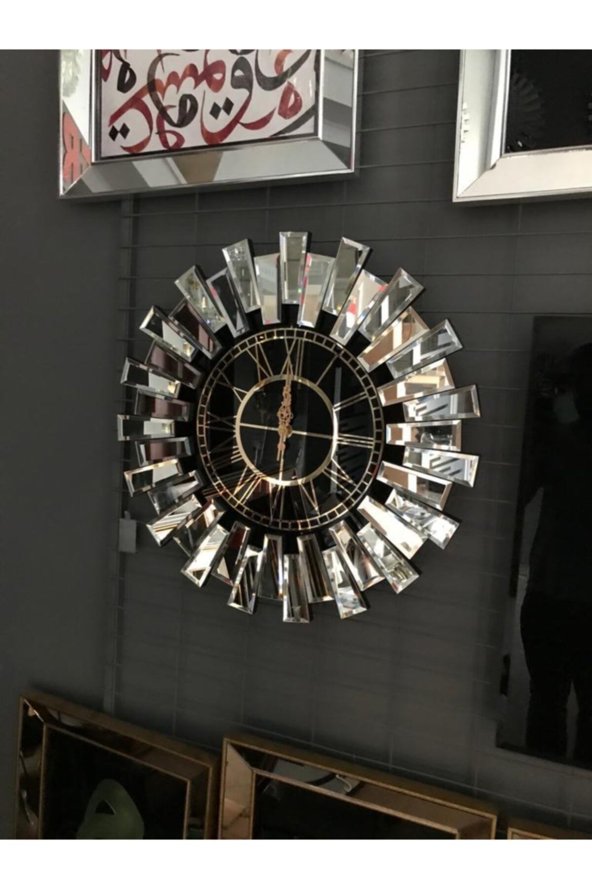 asellus Piyano Modeli Aynalı Saat - Lüx Tasarım Mimari Dokunuş
