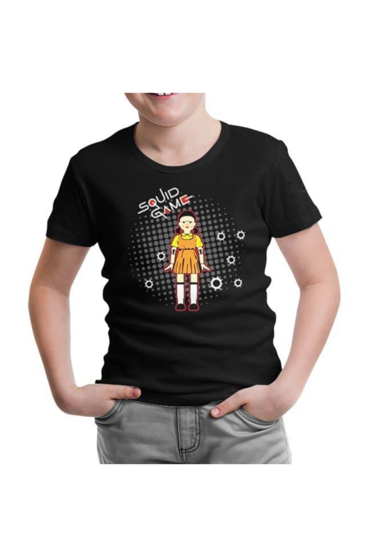 Lord T-Shirt Squid Game - Robot Bebek Mermi Siyah Çocuk Tshirt