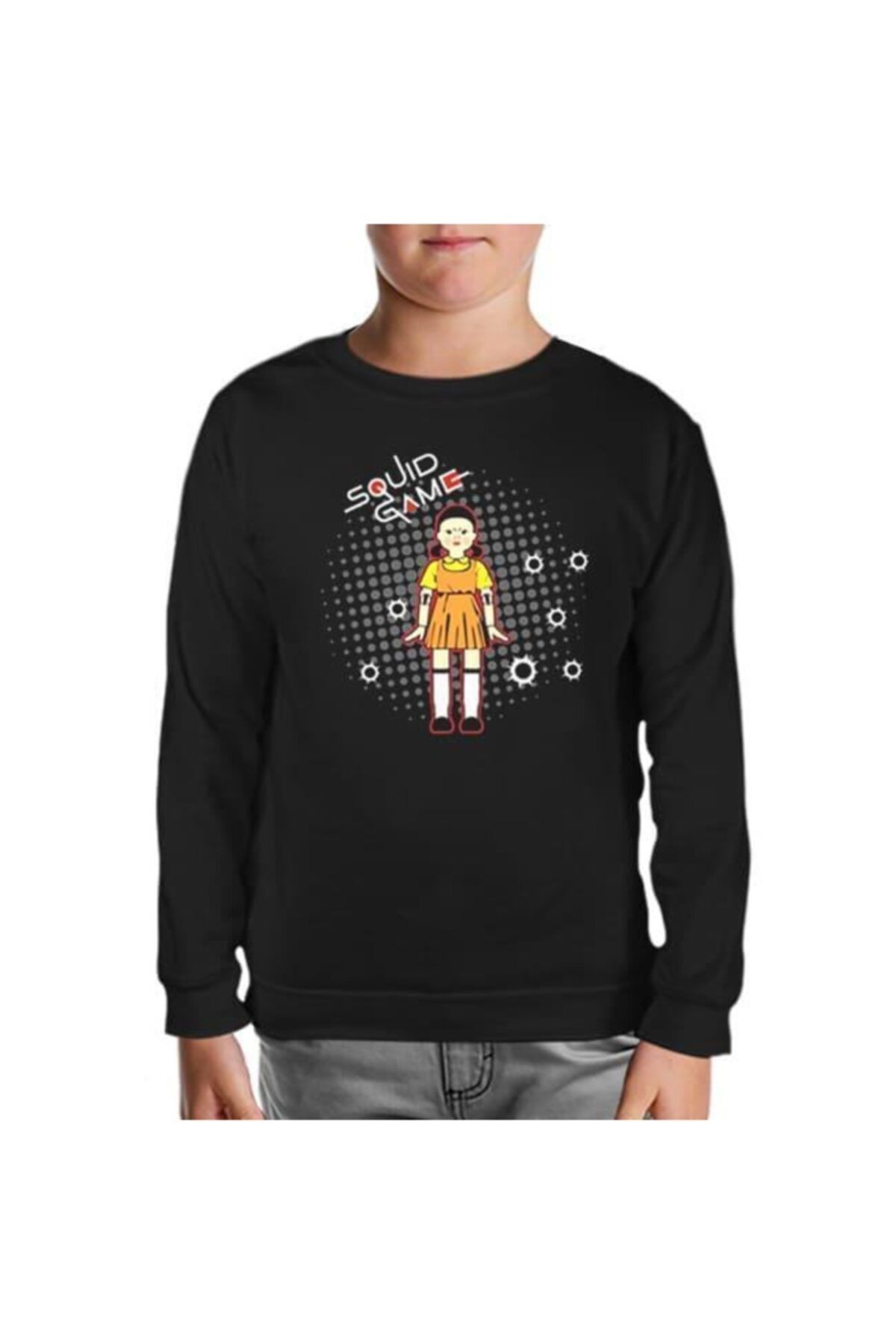 Lord T-Shirt Squid Game - Robot Bebek Mermi Siyah Çocuk Sweatshirt