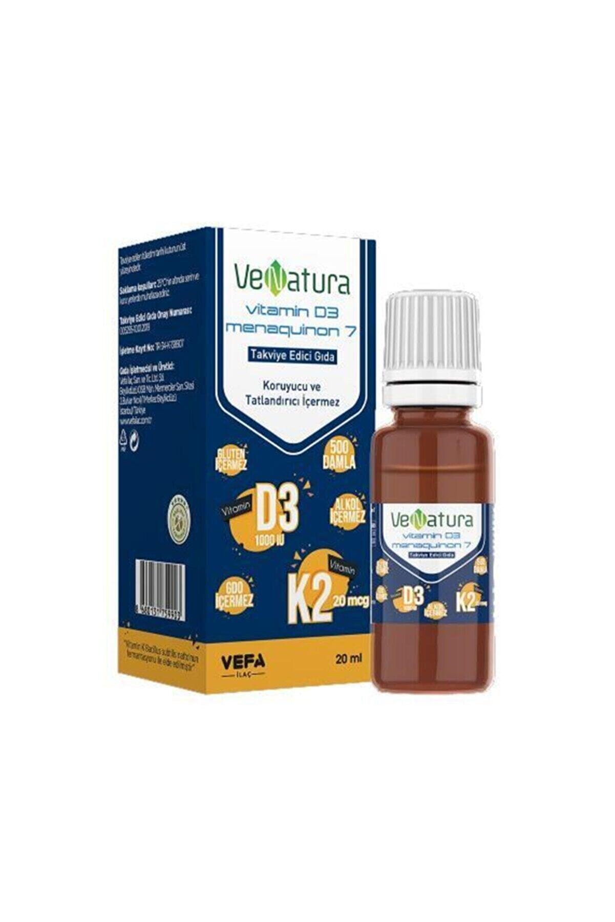 Venatura Vitamin D3 Ve K2 Menaquinon 7 Takviye Edici Gıda 20 ml