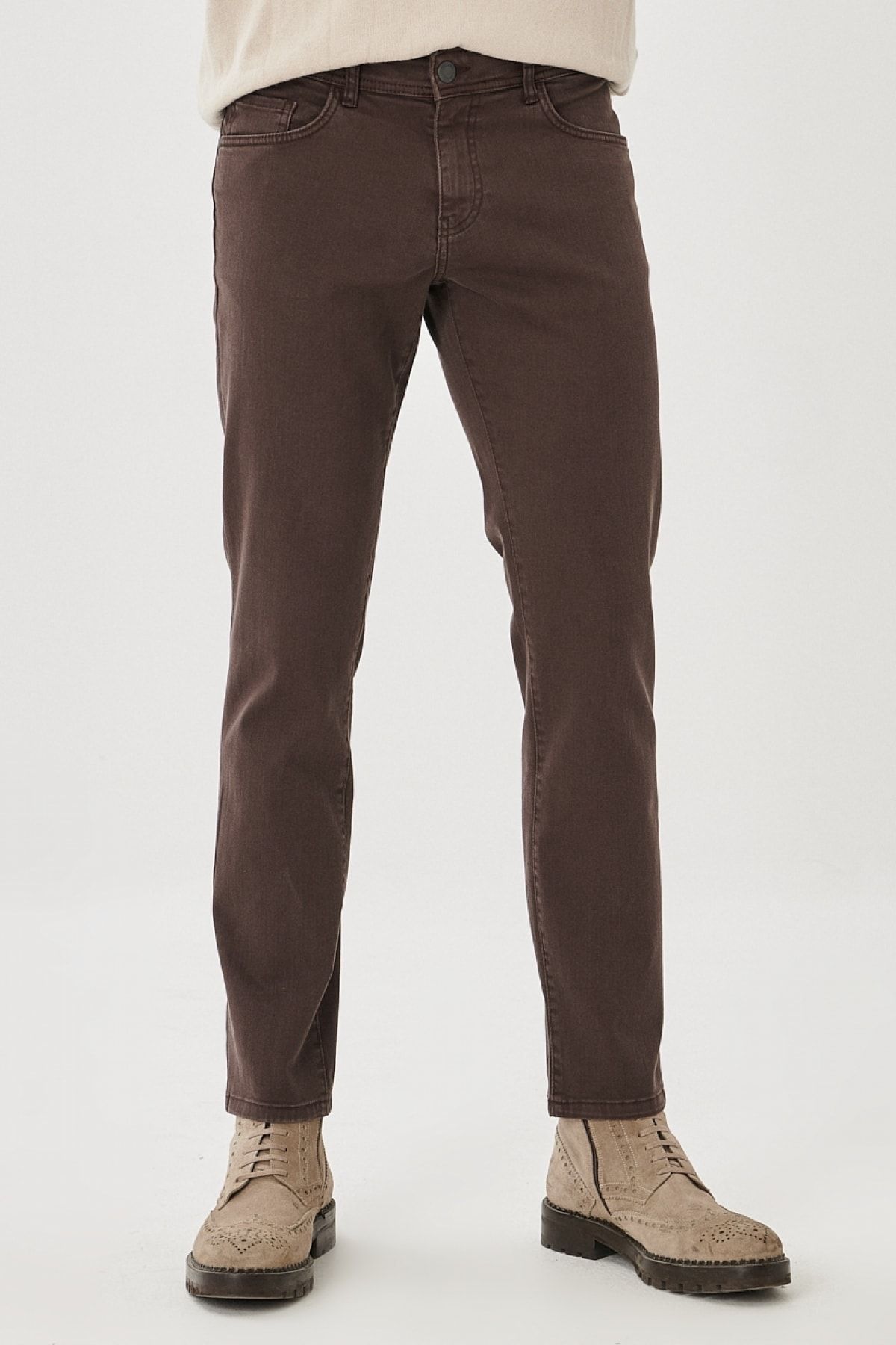 Altınyıldız Classics Erkek Kahverengi 360 Derece Her Yöne Esneyen Rahat Slim Fit Dar Kesim Pantolon