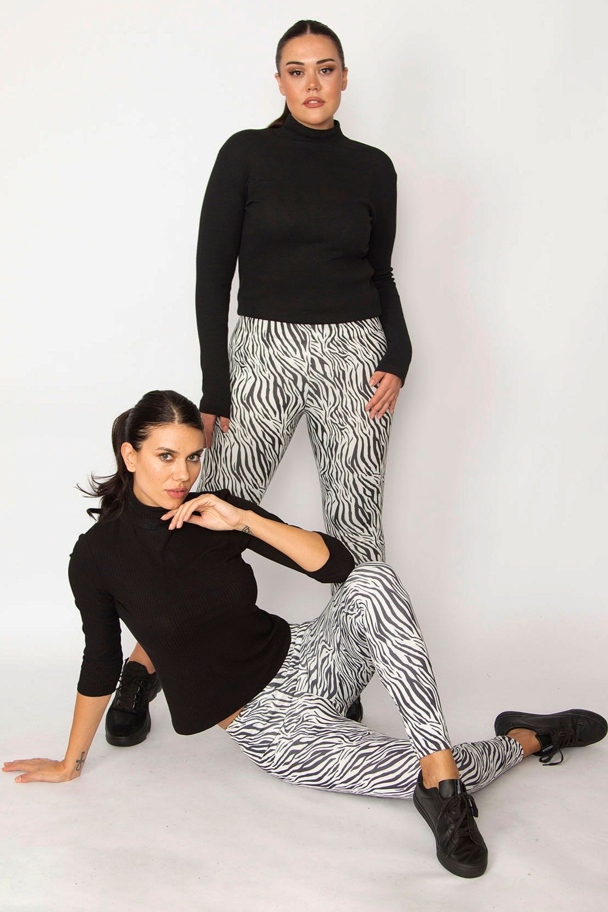 Şans Tekstil Kadın Siyah Zebra Desen Tayt 26a29024