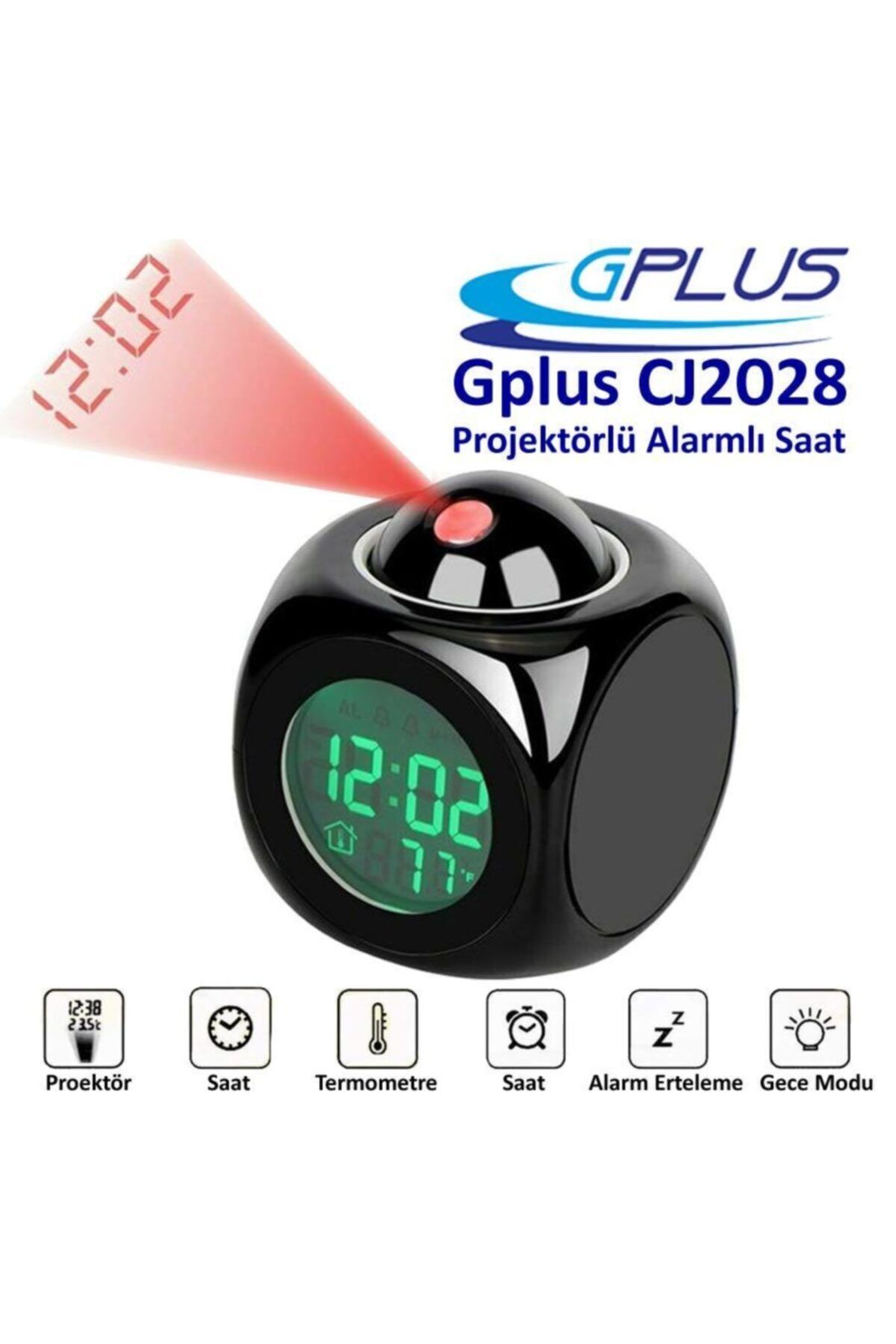 Gplus Cj2028 Projektörlü Termometreli Alarmlı Konuşan Masa Saati