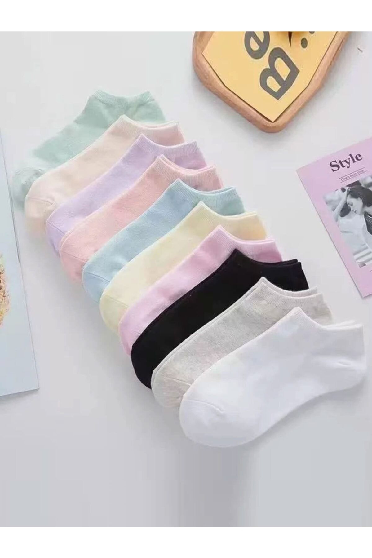 footmania 8”li Kadın Pastel Çok Renkli Çorap Seti