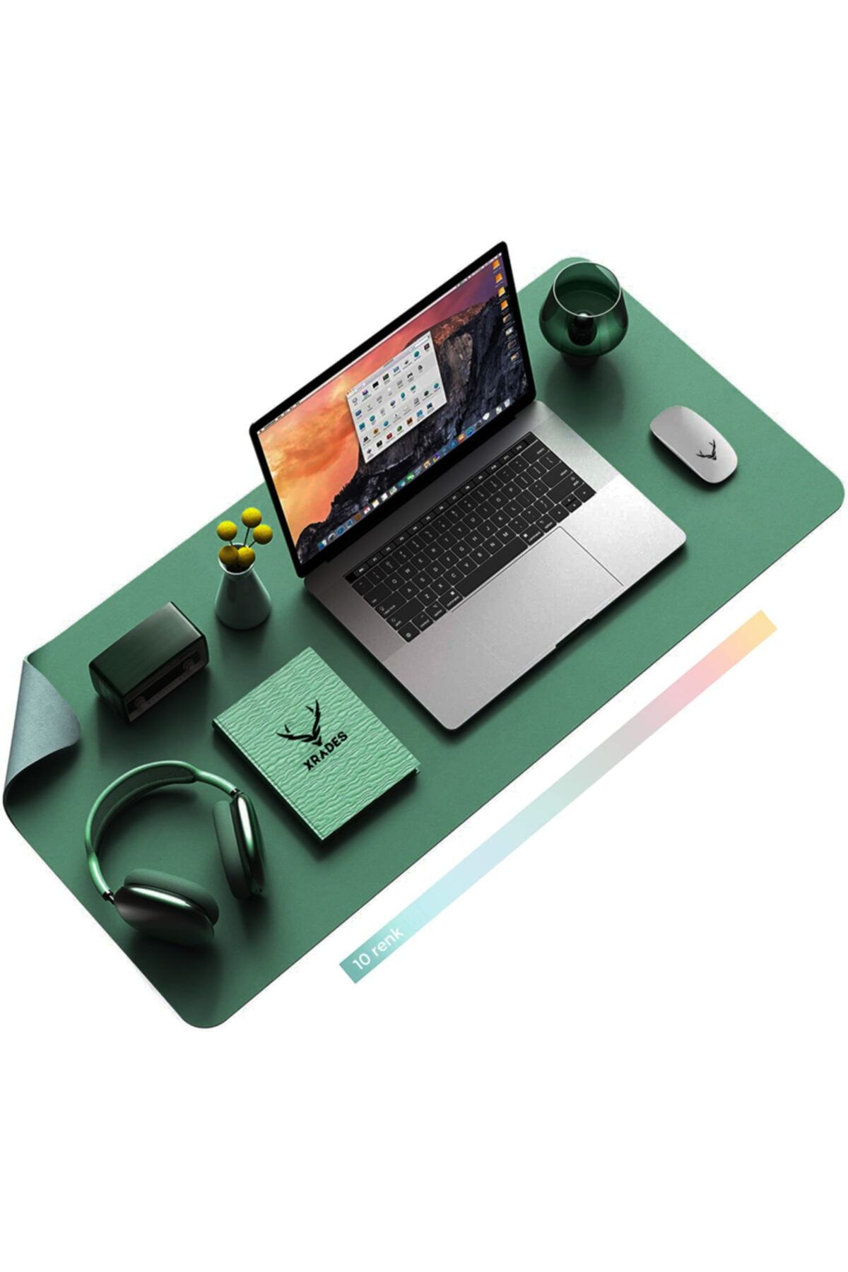 Xrades Deri Mousepad Laptop Bilgisayar Için Geniş Masa Matı Deri Mouse Pad 80x40 Cm Koyu Yeşil