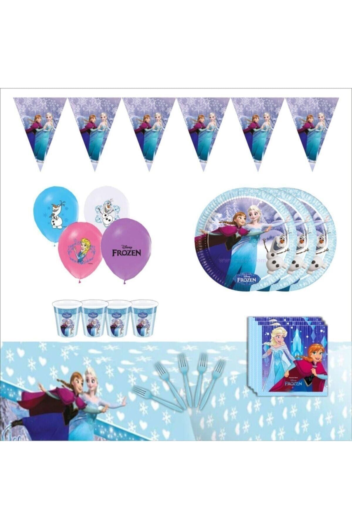 Genel Markalar Karlar Ülkesi Elsa Doğum Günü Parti Malzemeleri Süsleri Seti 16 Kişilik