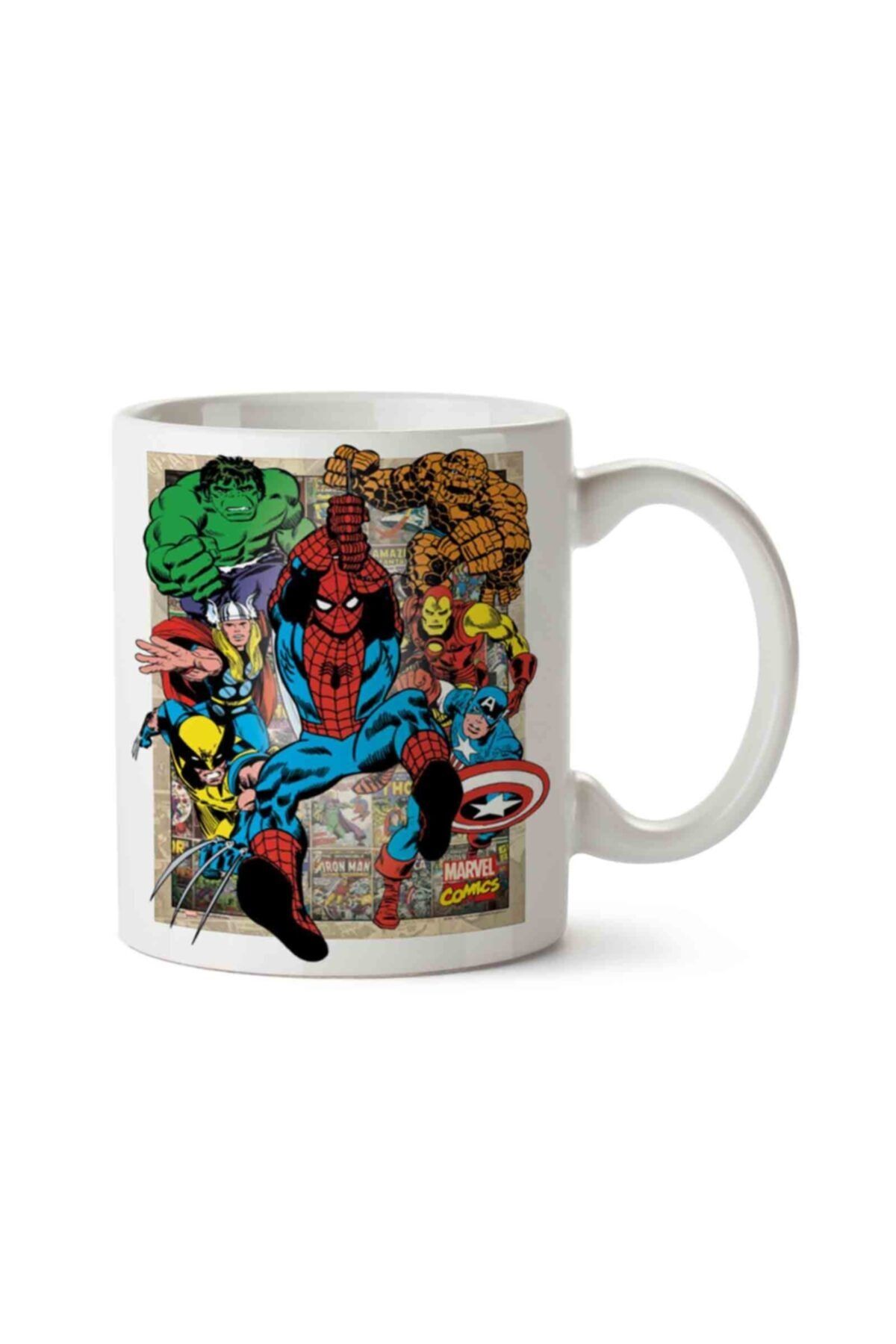 Şart Hediye Captain America Marvel Hulk Spiderman Baskılı Kupa Bardak