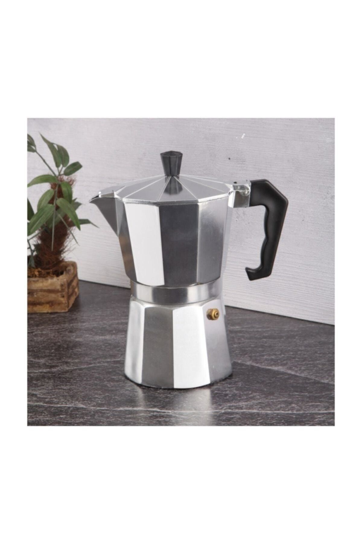 yeni11 Ocaküstü Moka Pot 6 Fincanlık Alüminyum Kahve Espresso Cezvesi.