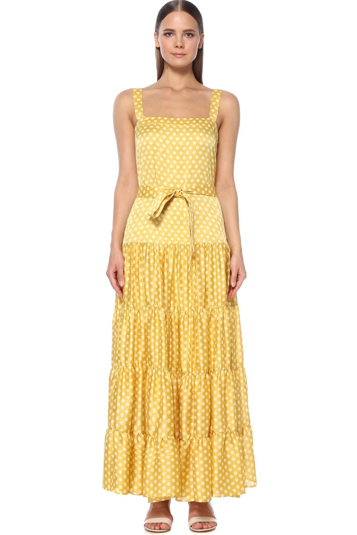 Network Sarı Puantiyeli Maxi Elbise