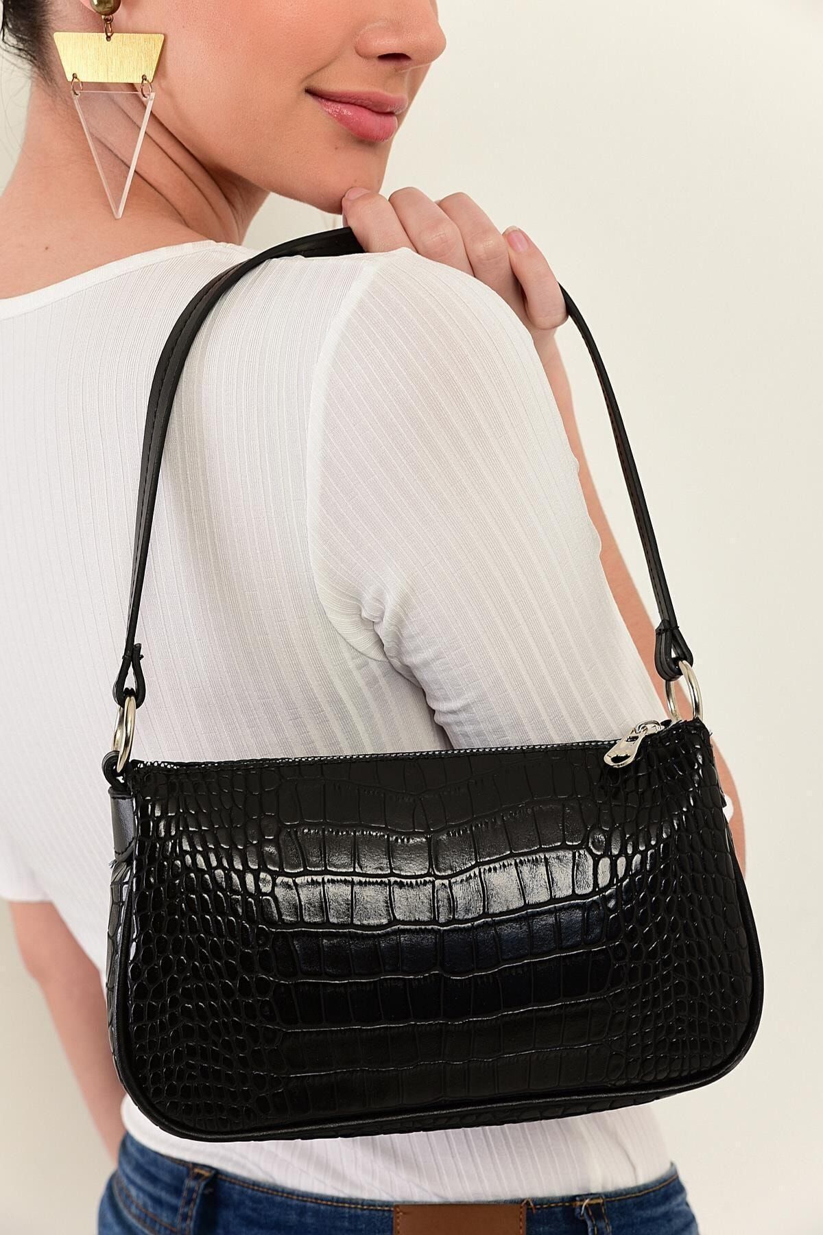 MODA SARE Kroko Desen Baguette Bag