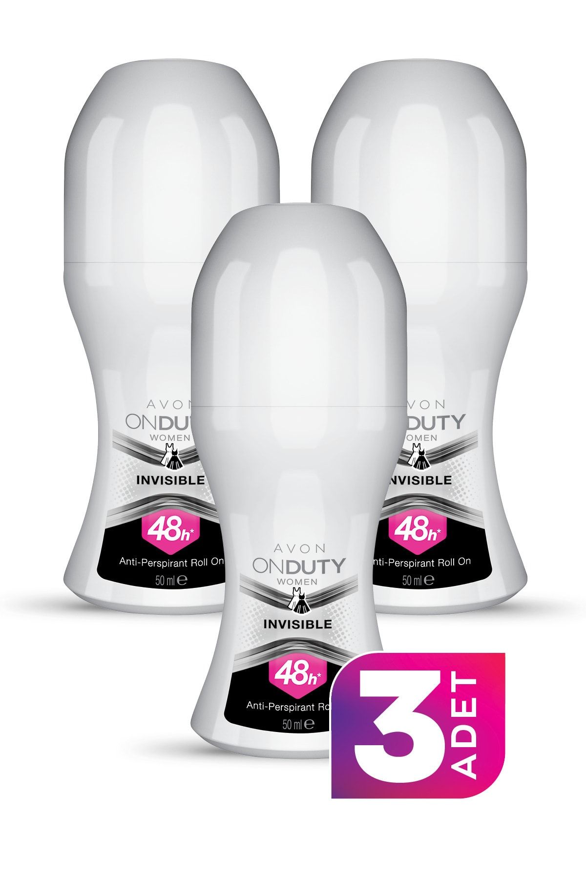 Avon On Duty Invisible Antiperspirant Kadın Roll-On Deodorant 50ml - 3'lü Paket