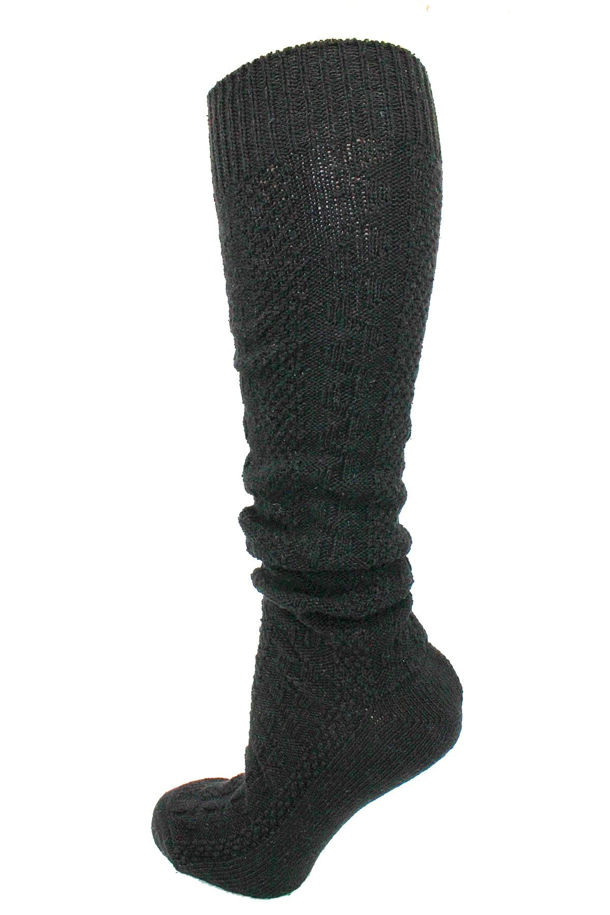 A CLASSE Kışlık Saç Örgü Diz Altı Kadın Siyah Çorap
