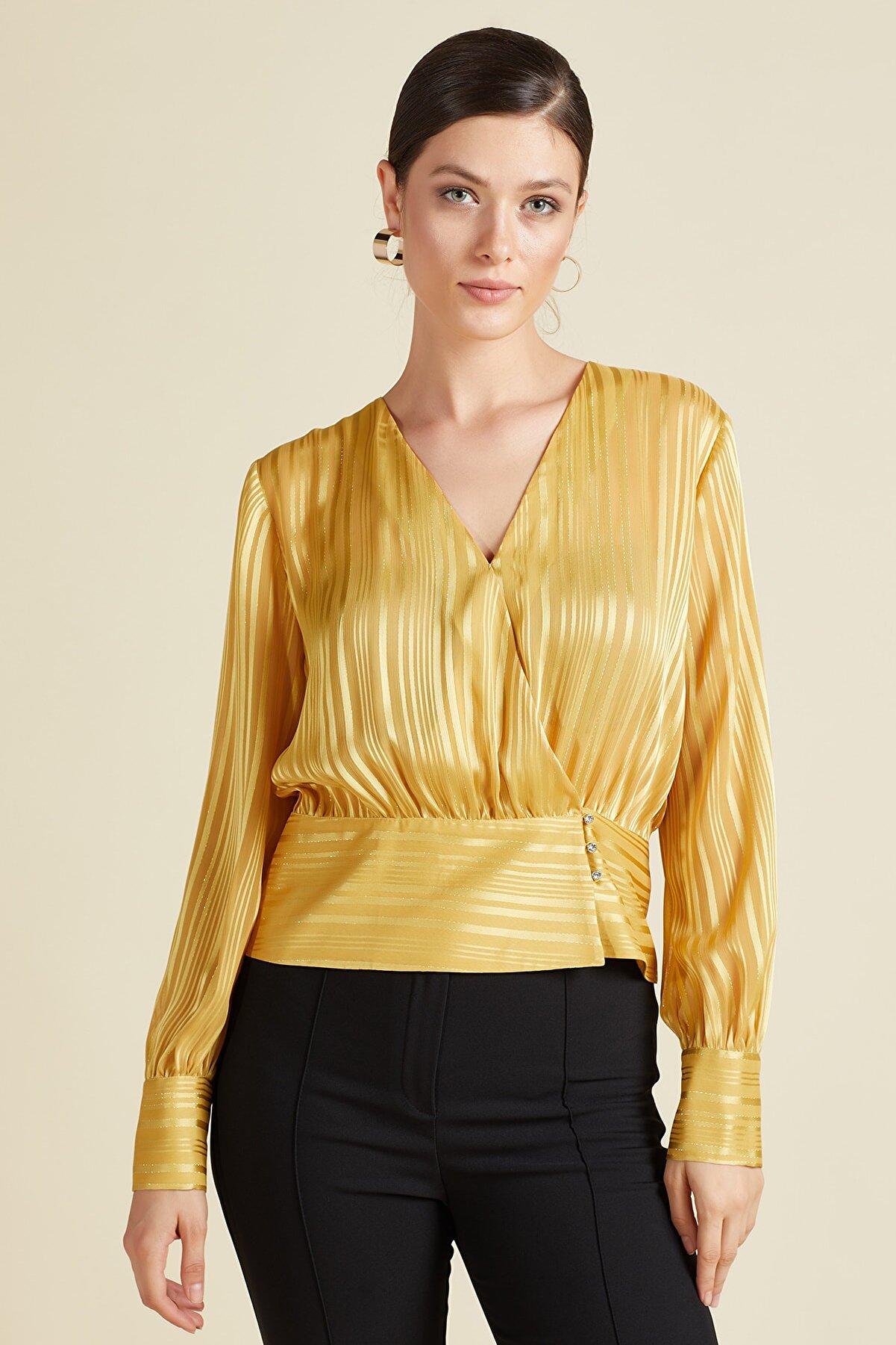 Serpil Kadın Sarı Anvelop Bluz
