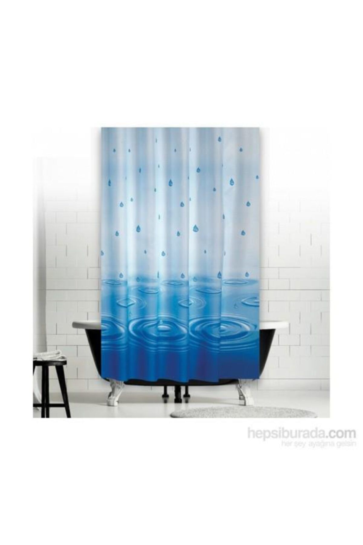 Zethome Banyo Perdesi 1x120x200 Tek Kanat Duş Perdesi Halka Hediyeli 5020 Mavi