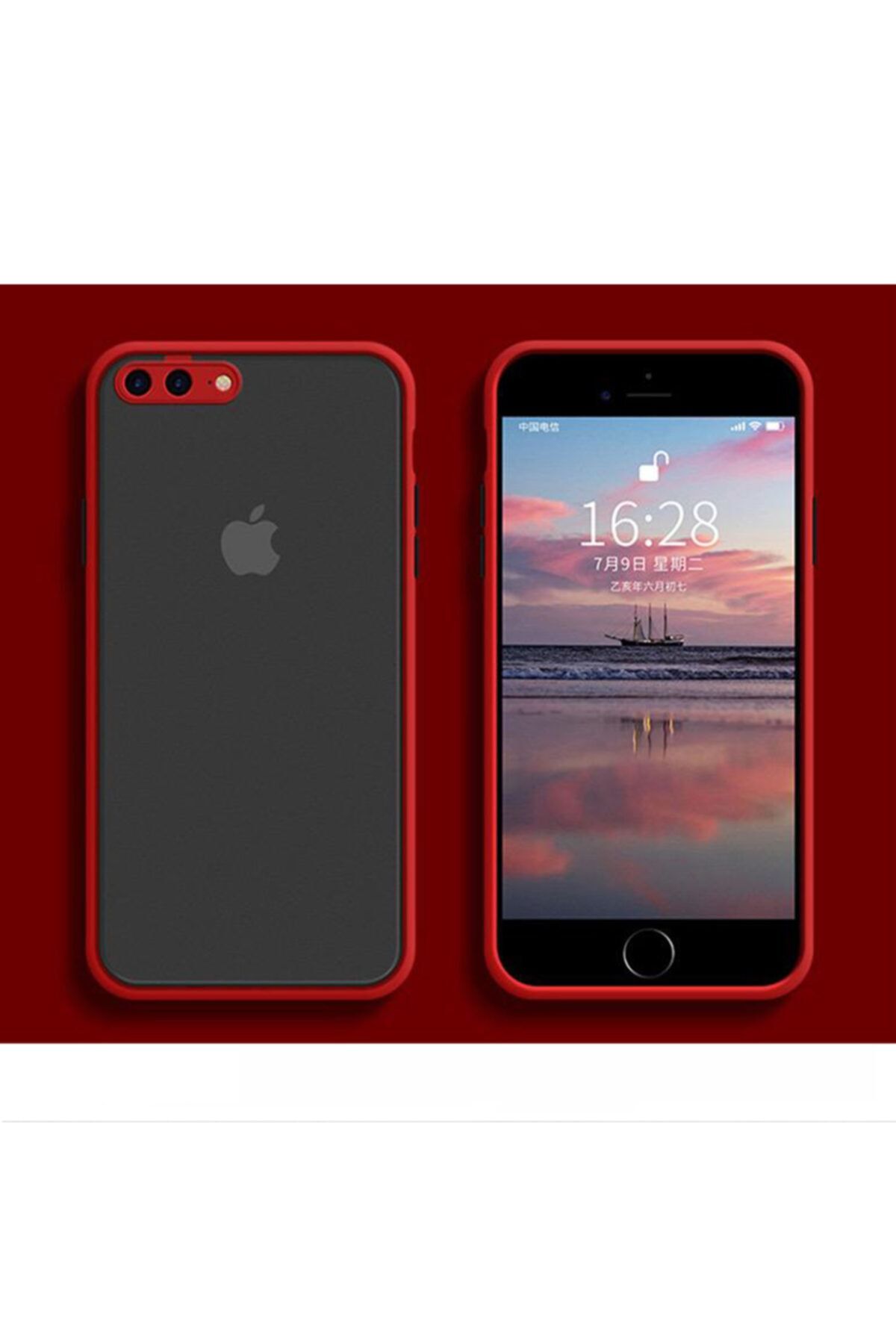 Kılıfsiparis Iphone 7 Plus / 8 Plus Kamera Korumalı Silikon Kırmızı Kılıf