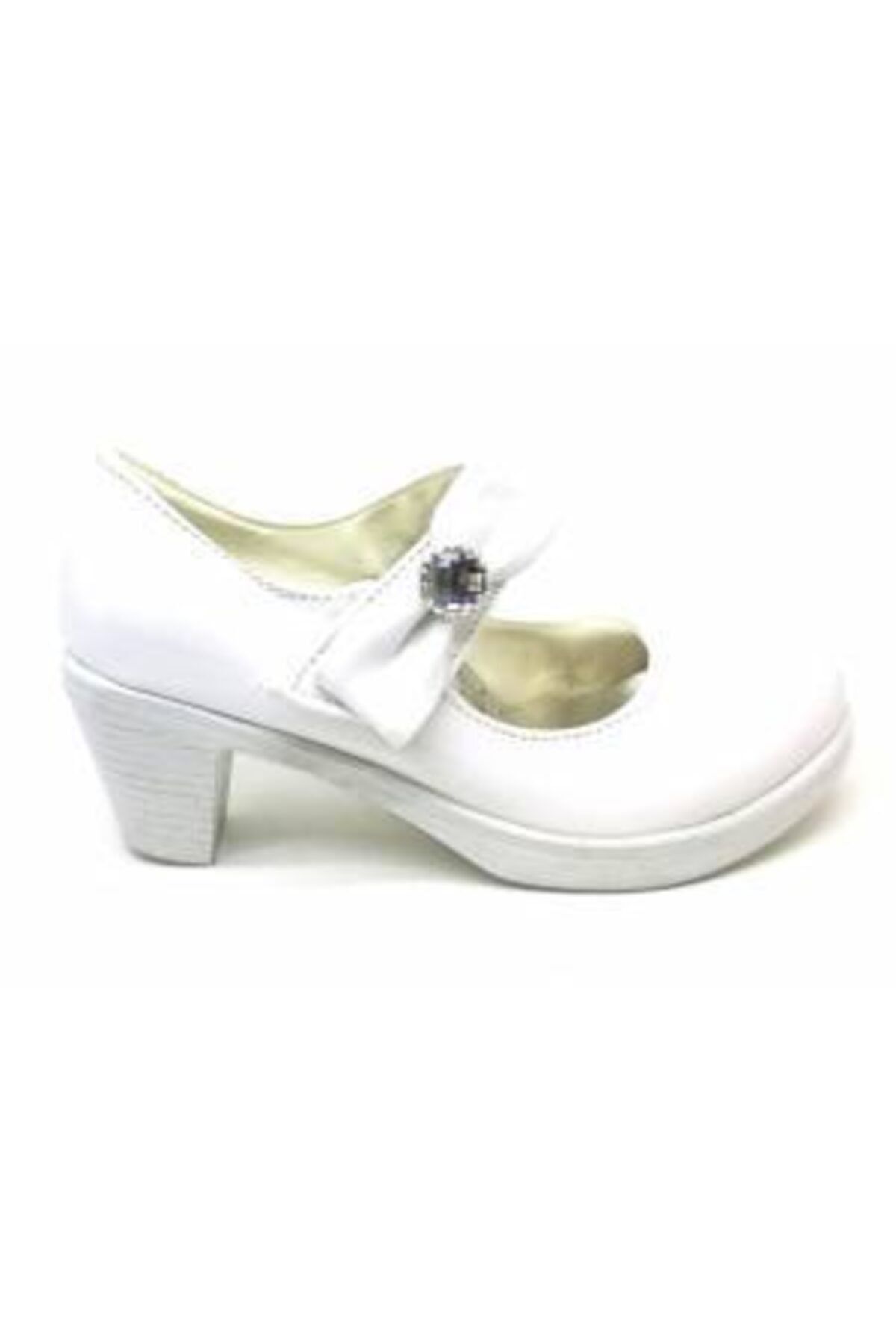 Anıl Kız Çocuk Beyaz Simli Topuklu Abiye Ayakkabı