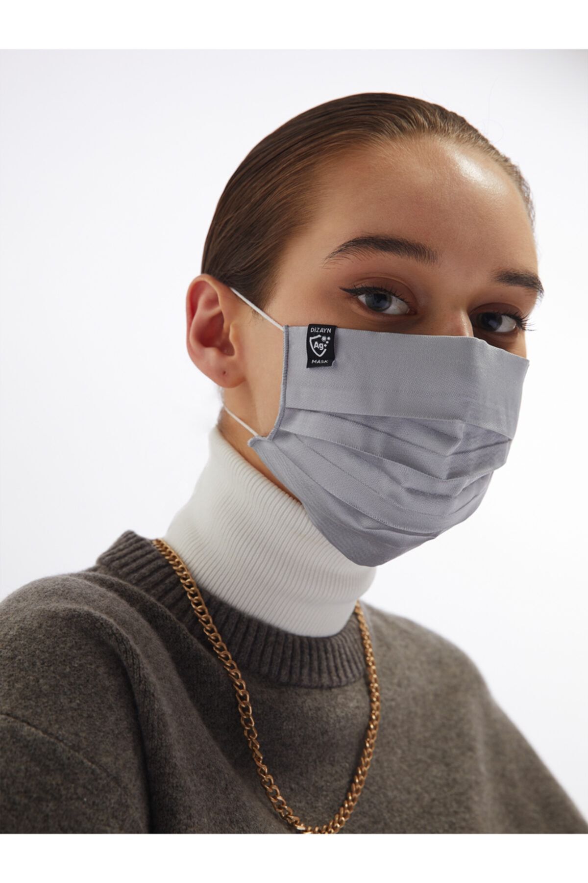 DIZAYN MASK Gri Enseden Lastik Kullanımlı Telsiz Maske