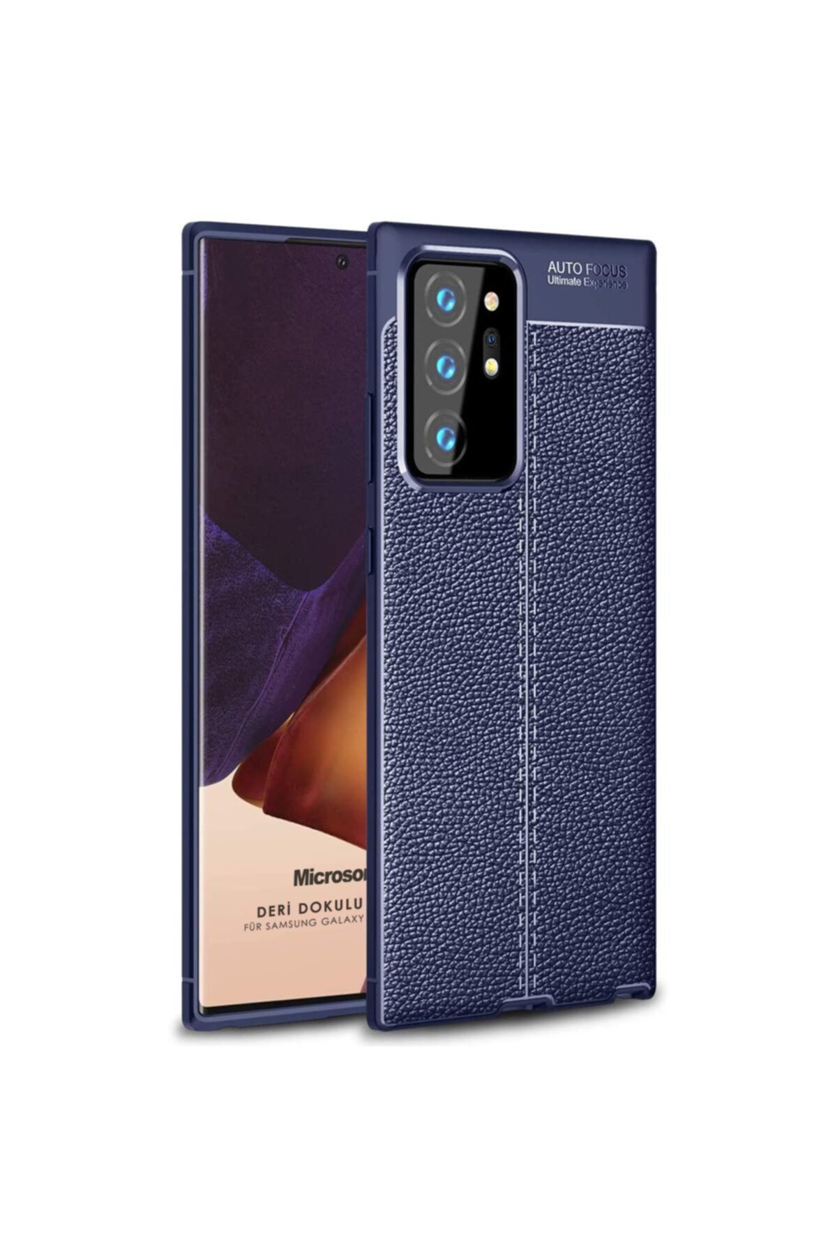 Microsonic Galaxy Note 20 Ultra Kılıf Deri Dokulu Silikon Lacivert
