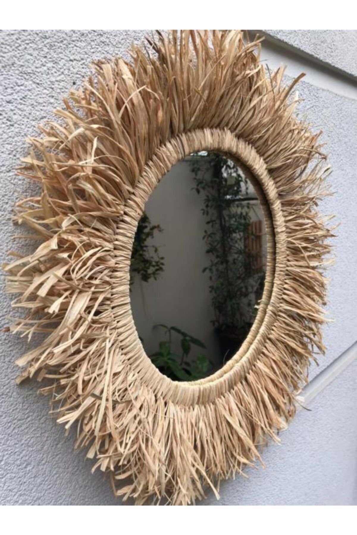 Cs Bohem Design Zambia Doğal Rafya Ayna Dekor 40cm