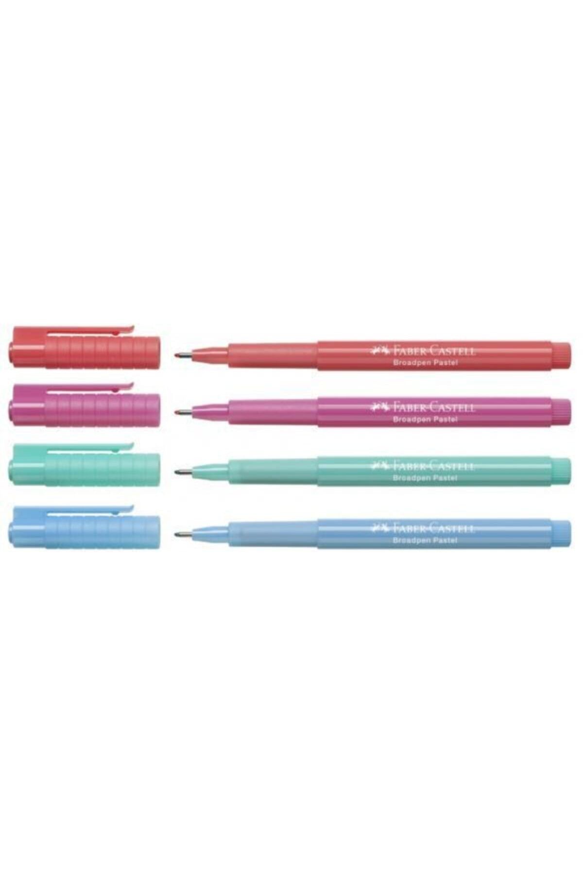 Faber Castell Broadpen 1554 Ince Uçlu Keçeli 4 Lü Pastel Set