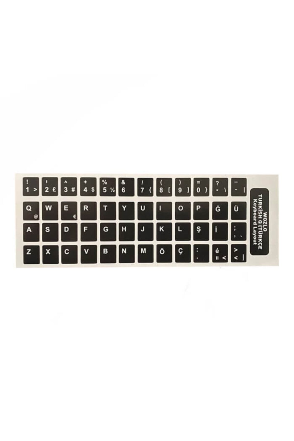 WOZLO Türkçe Siyah Q Klavye Etiketi - Laptop Pc Sticker