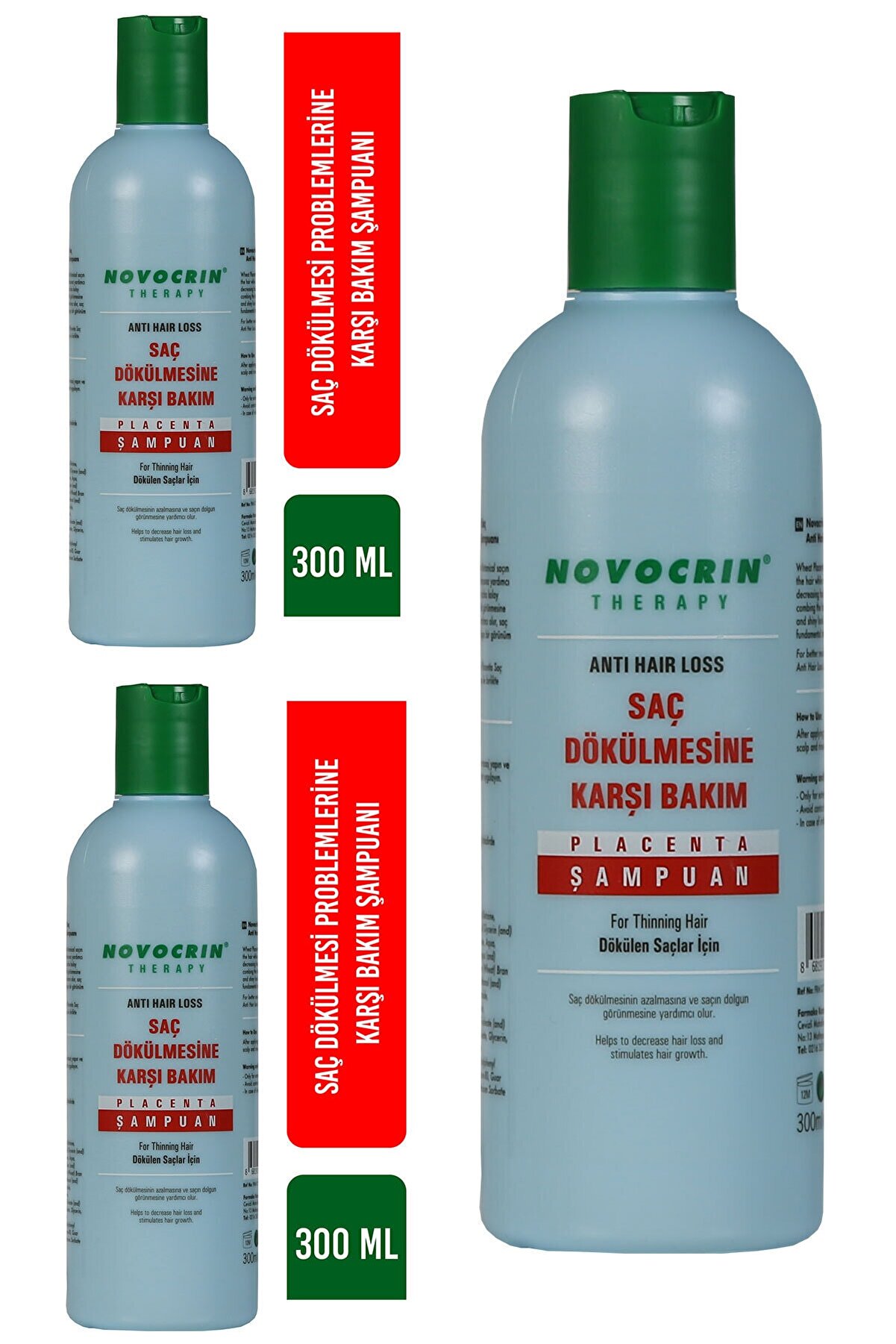 Novocrin Placenta Saç Dökülmesine Karşı Bakım Şampuanı 300 Ml*3 Lü Set