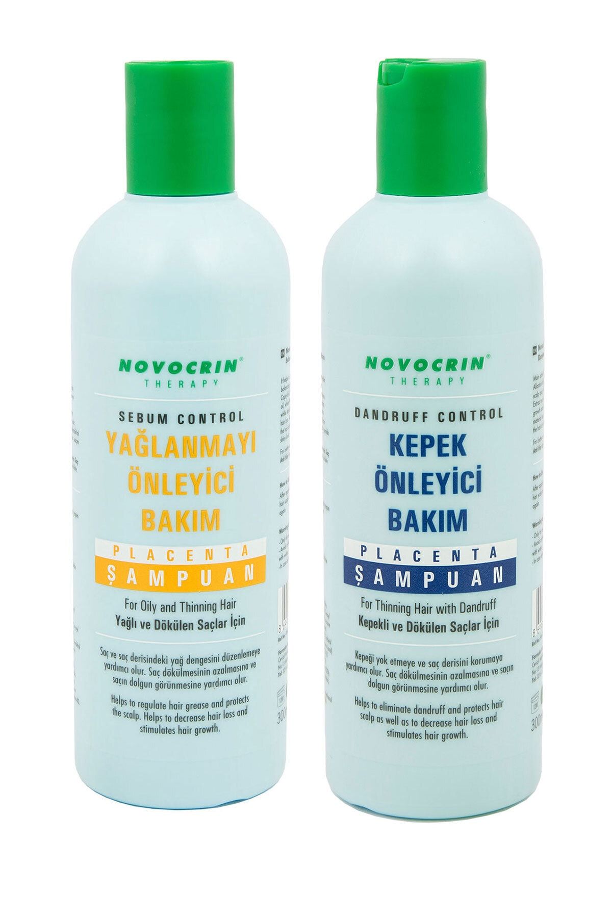 Novocrin Placenta Kepekli Ve Yağlı Dökülen Saçlar Bakım Şampuanı 300 ml 2 Li Paket