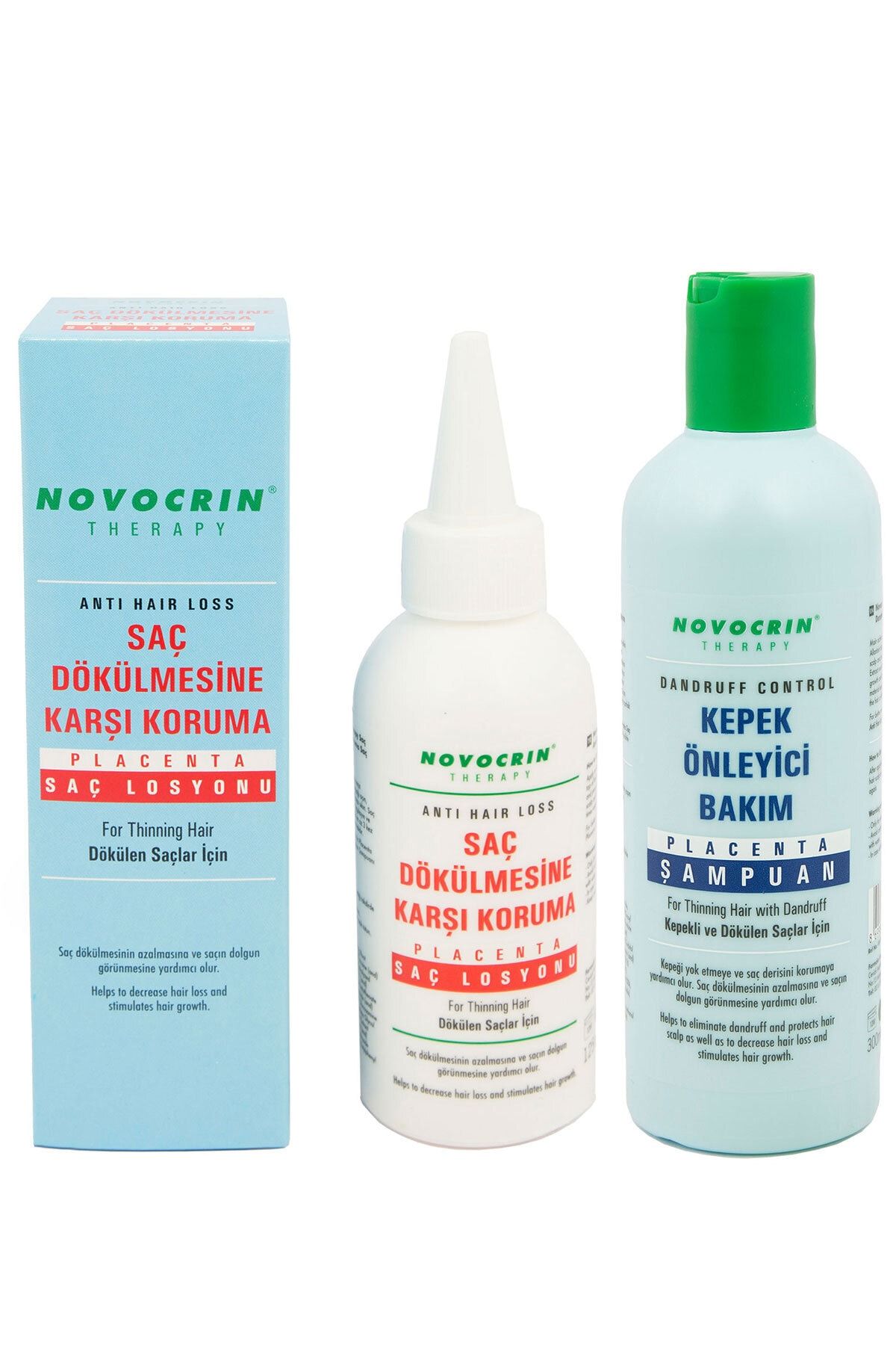 Novocrin Placenta Dökülen Saçlar Için Losyon & Kepekli Dökülen Saçlar Şampuan 300 ml