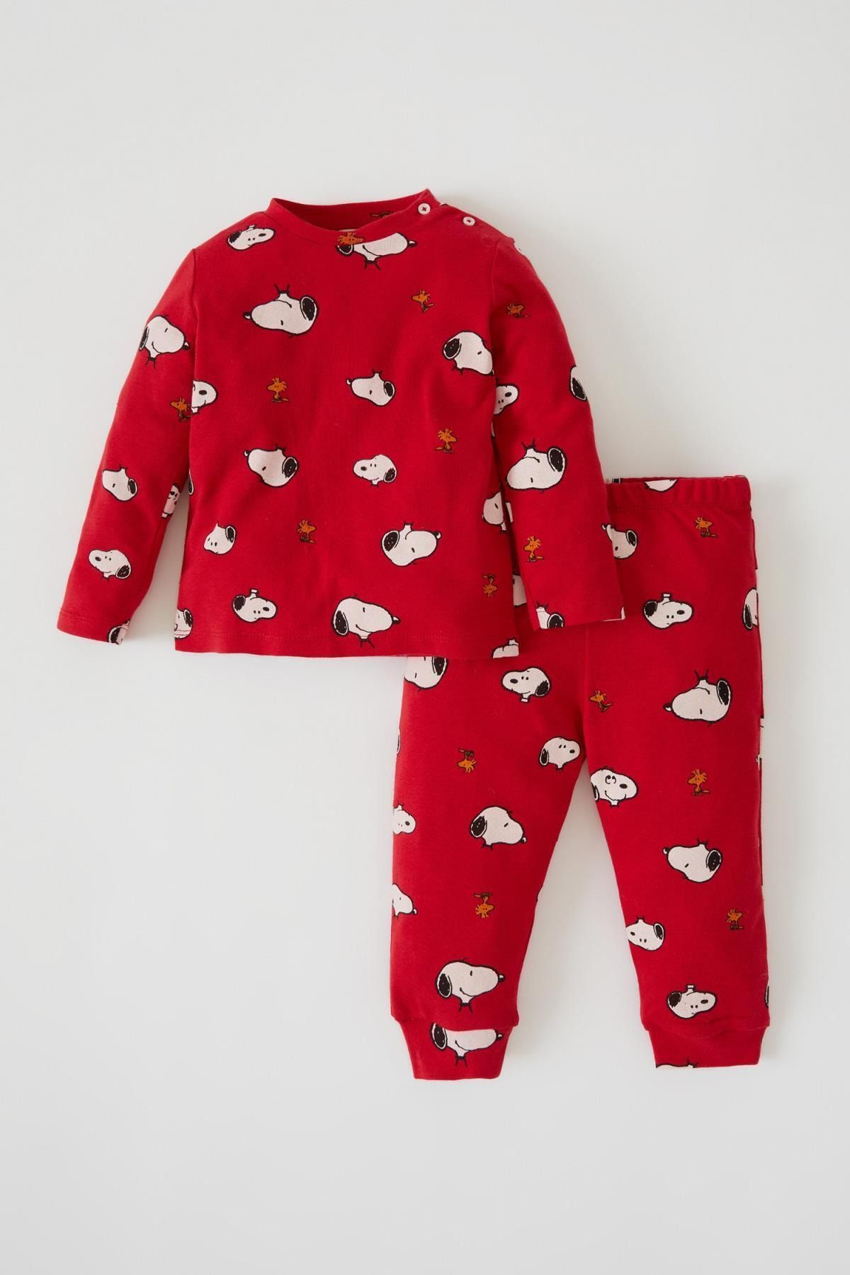 Defacto Erkek Bebek Snoopy Lisanlı Uzun Kollu Pamuklu Pijama Takım