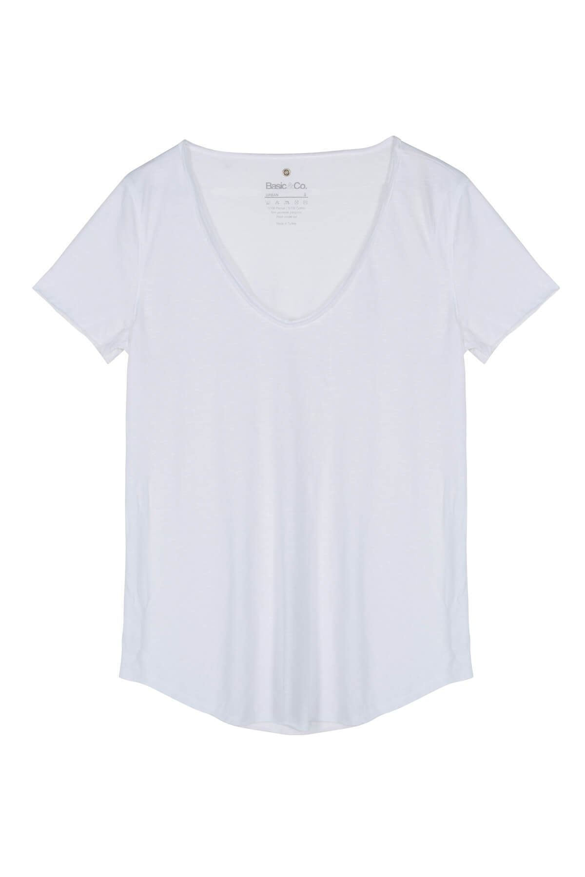 Basic Co Kadın Beyaz T-Shirt URB001