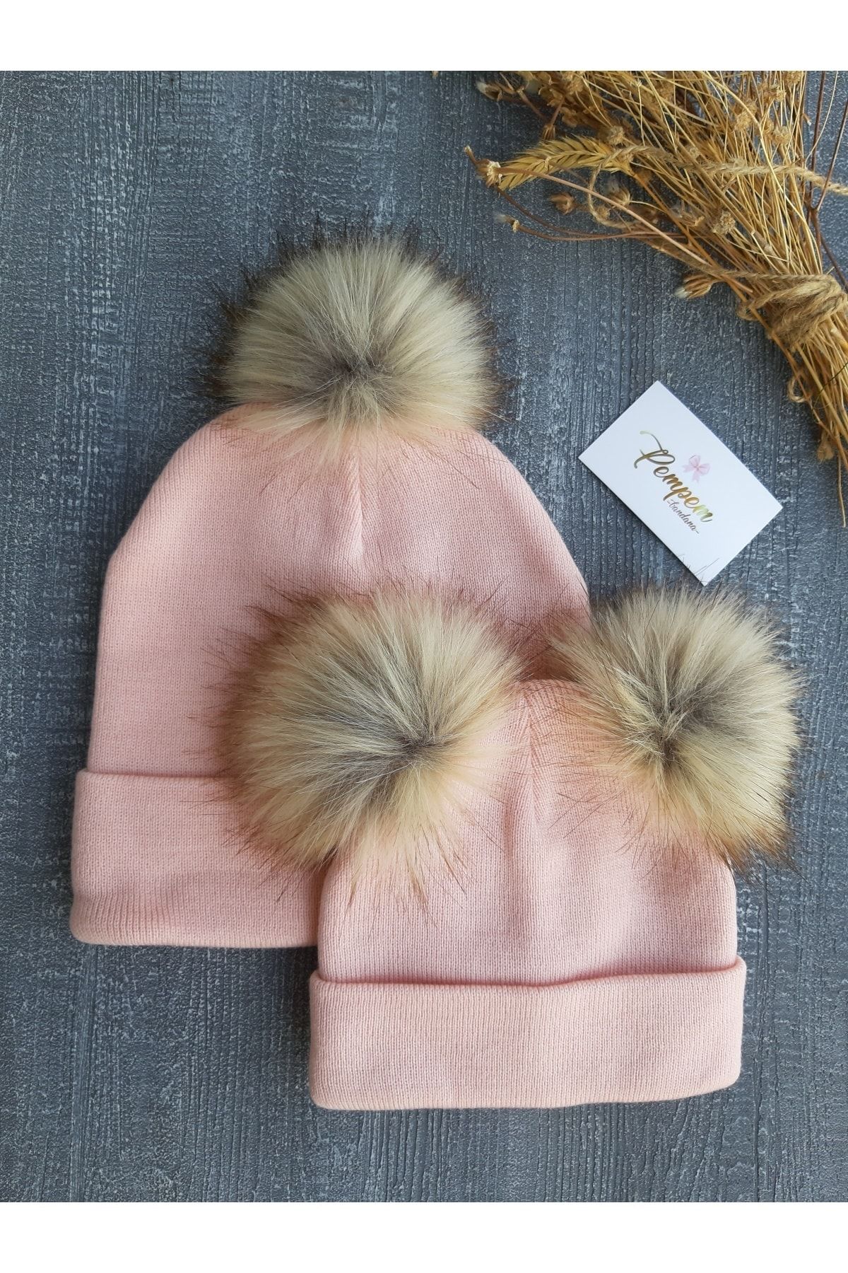 pempem bandana Anne Bebek Pudra Naturel Bere Takımı