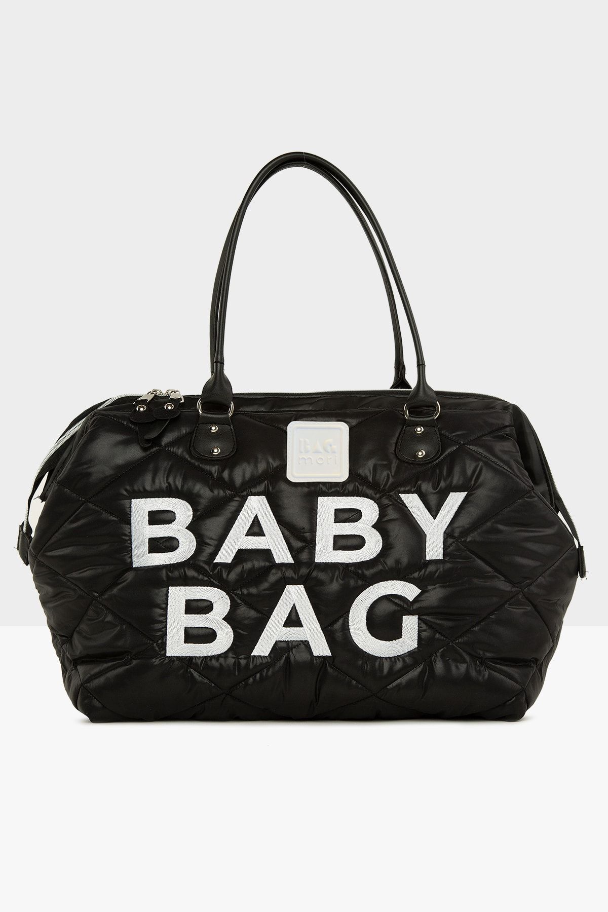 Bagmori Siyah Baby Bag Nakışlı Kapitone Şişme Anne Bebek Çantası M000006320