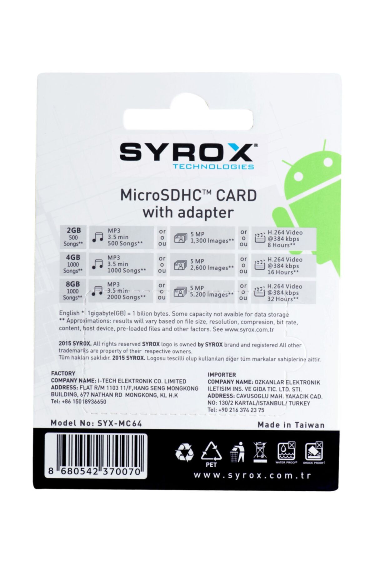 Syrox Mc64 64gb Micro Sd Hafıza Kartı