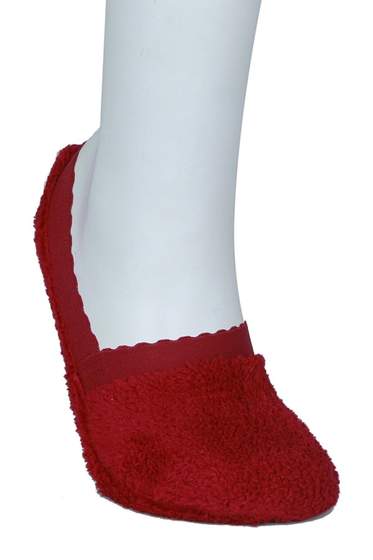 Welsoft Kadın Peluş Kışlık Babet Patik Çorapkırmız 2 Adet