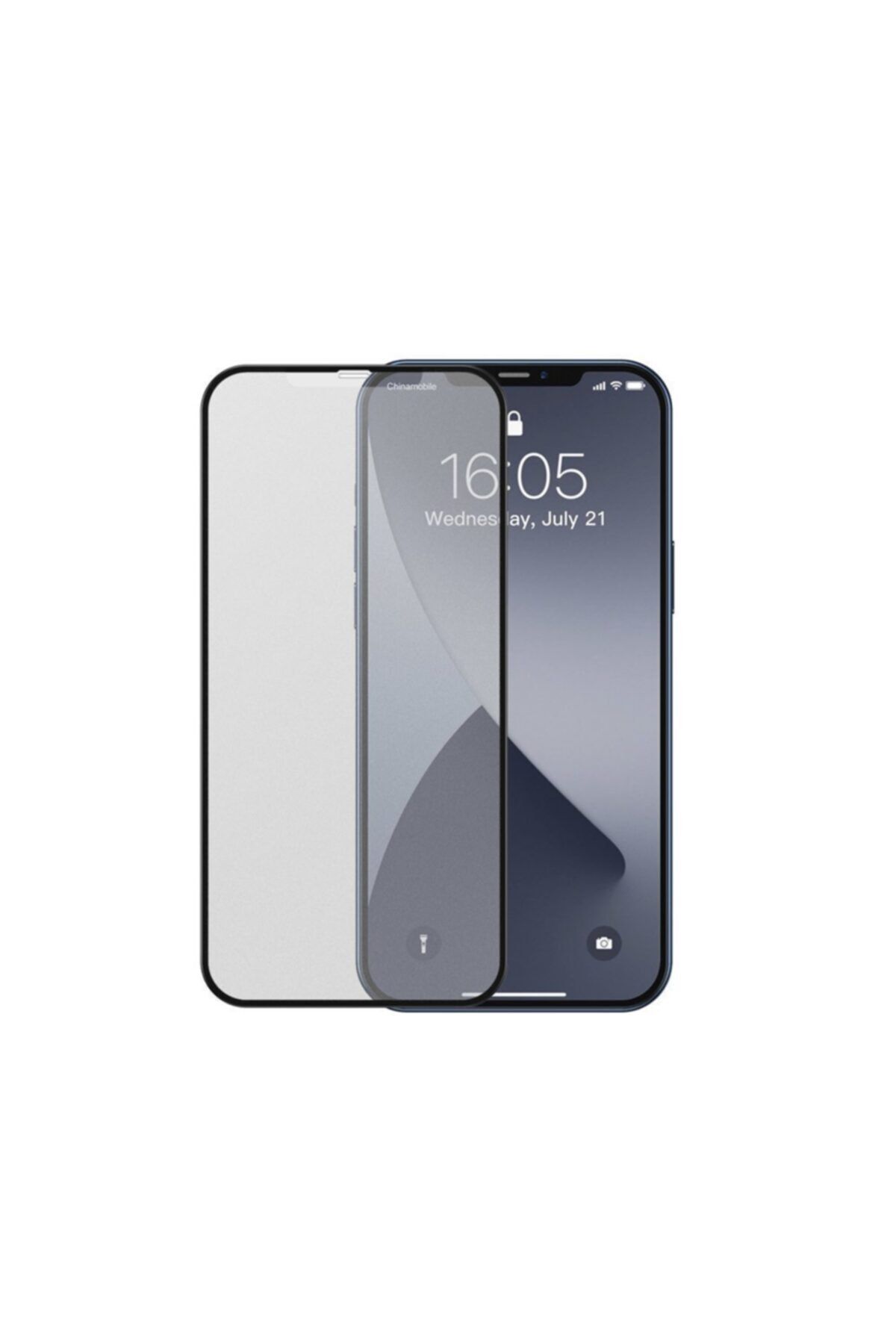 Baseus 2x Tam Ekran 0,25 Mm Çerçeveli Buzlu Temperli Cam Iphone 12 Mini Siyah