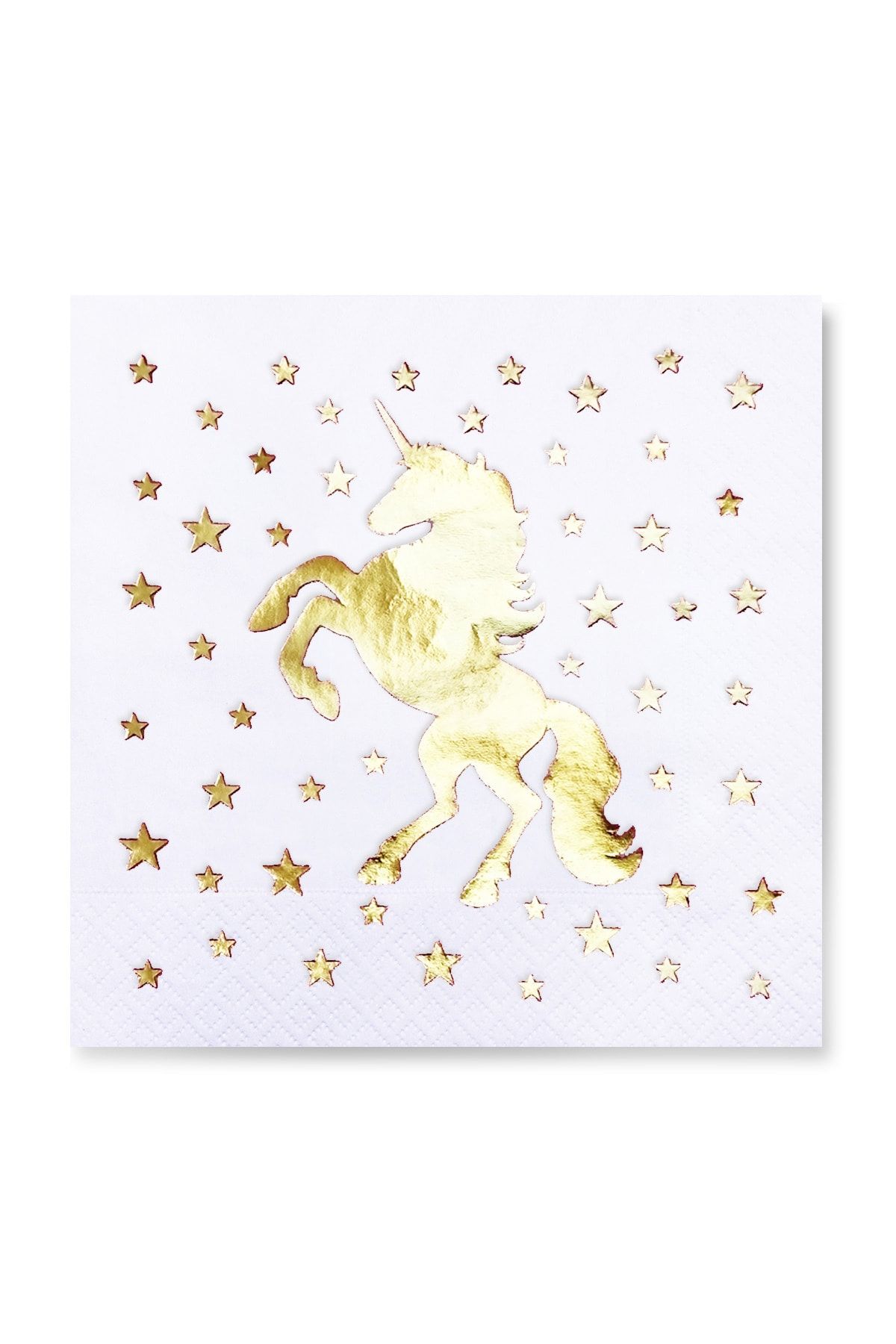 Story 33x33 Cm Altın Varak Unicorn Desenli 16'lı Beyaz Renkli Kağıt Peçete