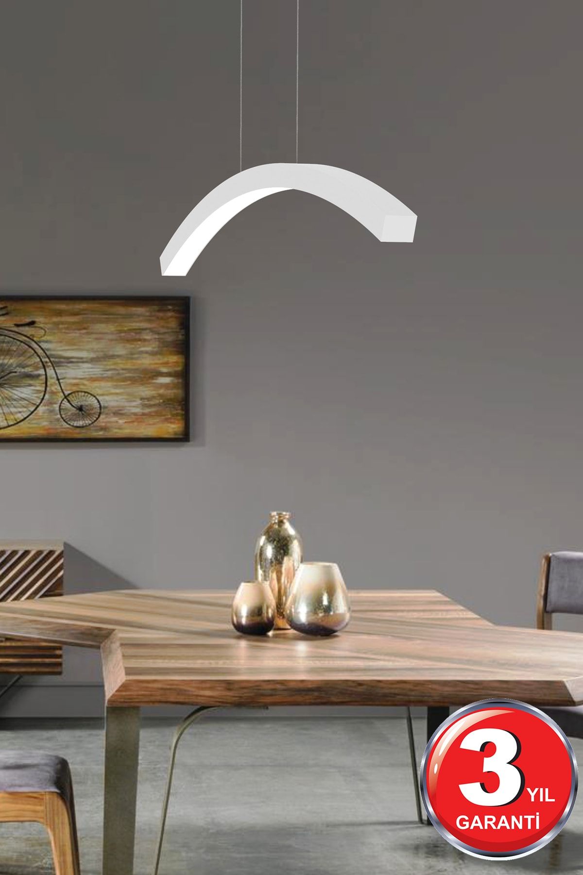 Hegza Lighting Luna ( Beyaz Kasa, Beyaz Işık ) Ledli Modern Led Avize, Salon, Mutfak, Oturma Yatak Odası, Sarkıt