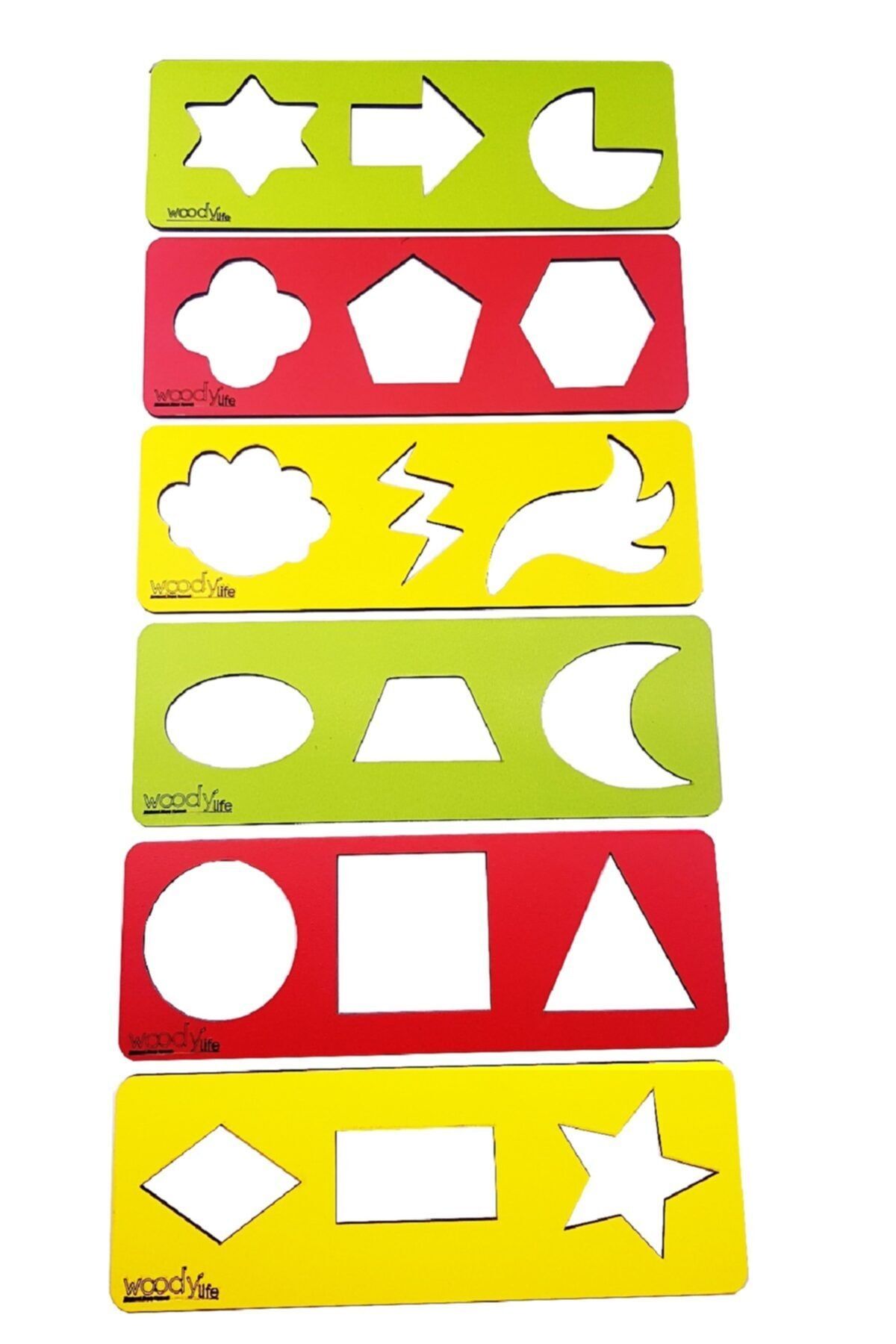WoodyLife Geometrik Şekiller Çizmeyi Öğreniyorum El Kası Geliştiren Renkli Eğlenceli Şekiller Çocuk