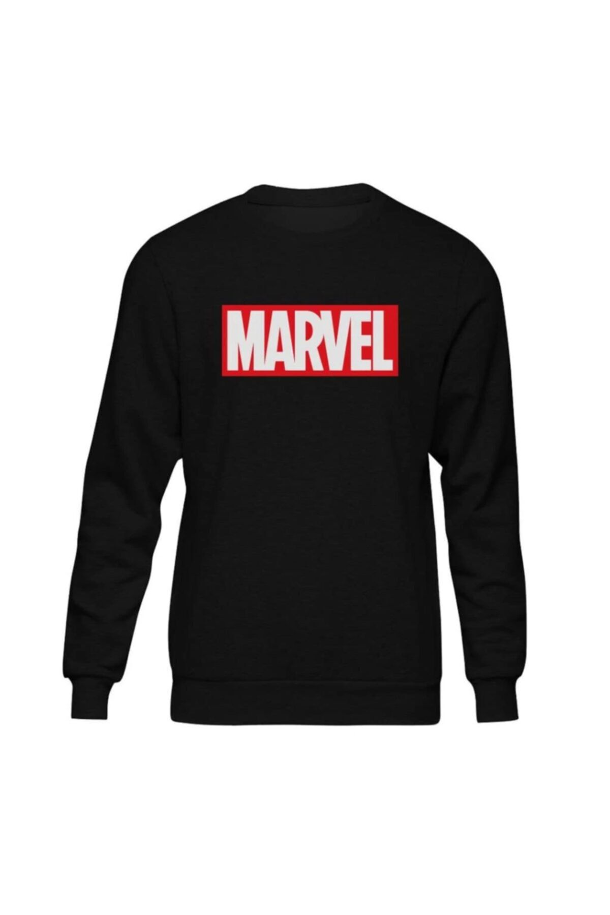 Fandomya Marvel Logo Siyah Sweatshirt