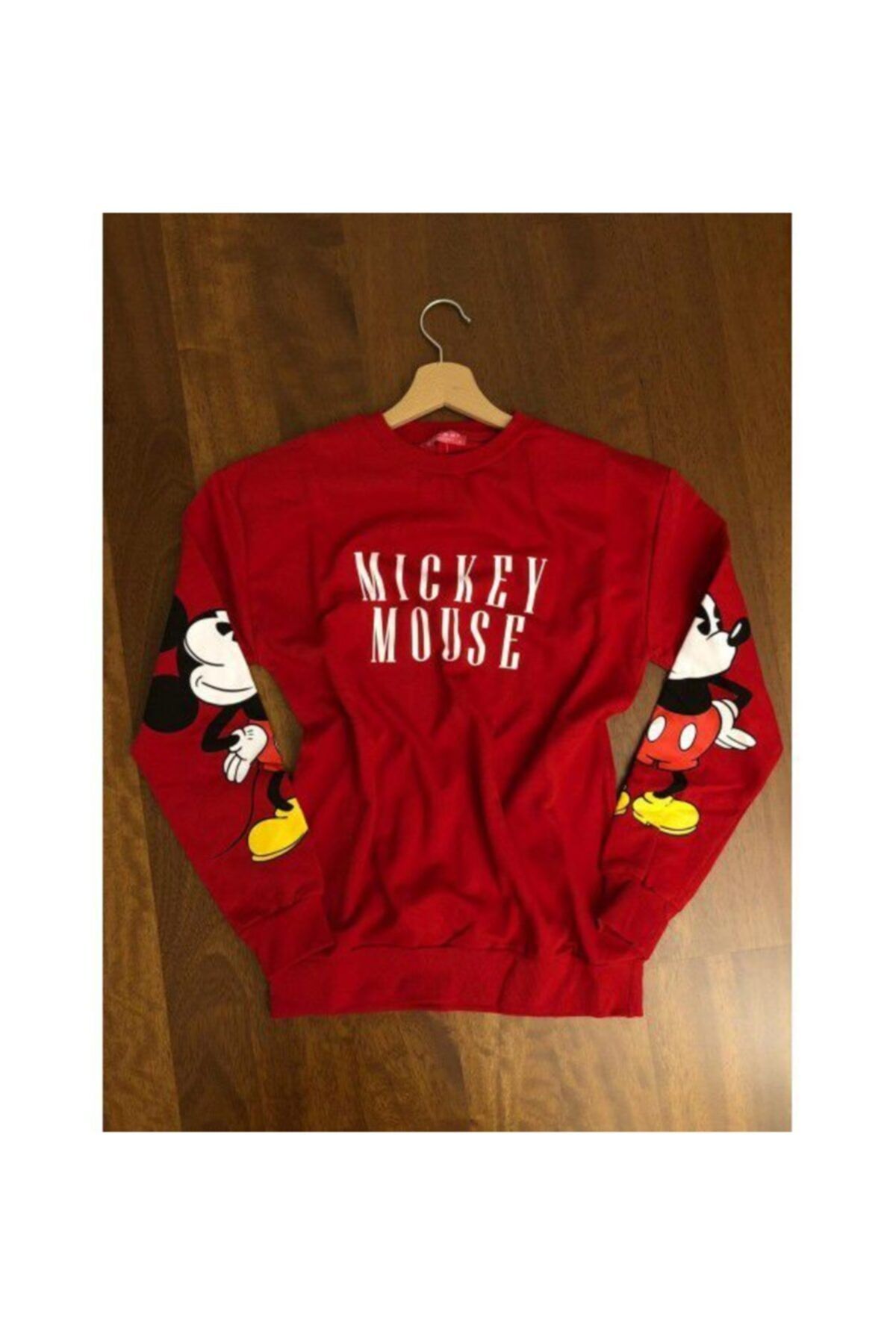 Cold Easy Mickey Mouse Baskılı Sweatshirt, Kırmızı
