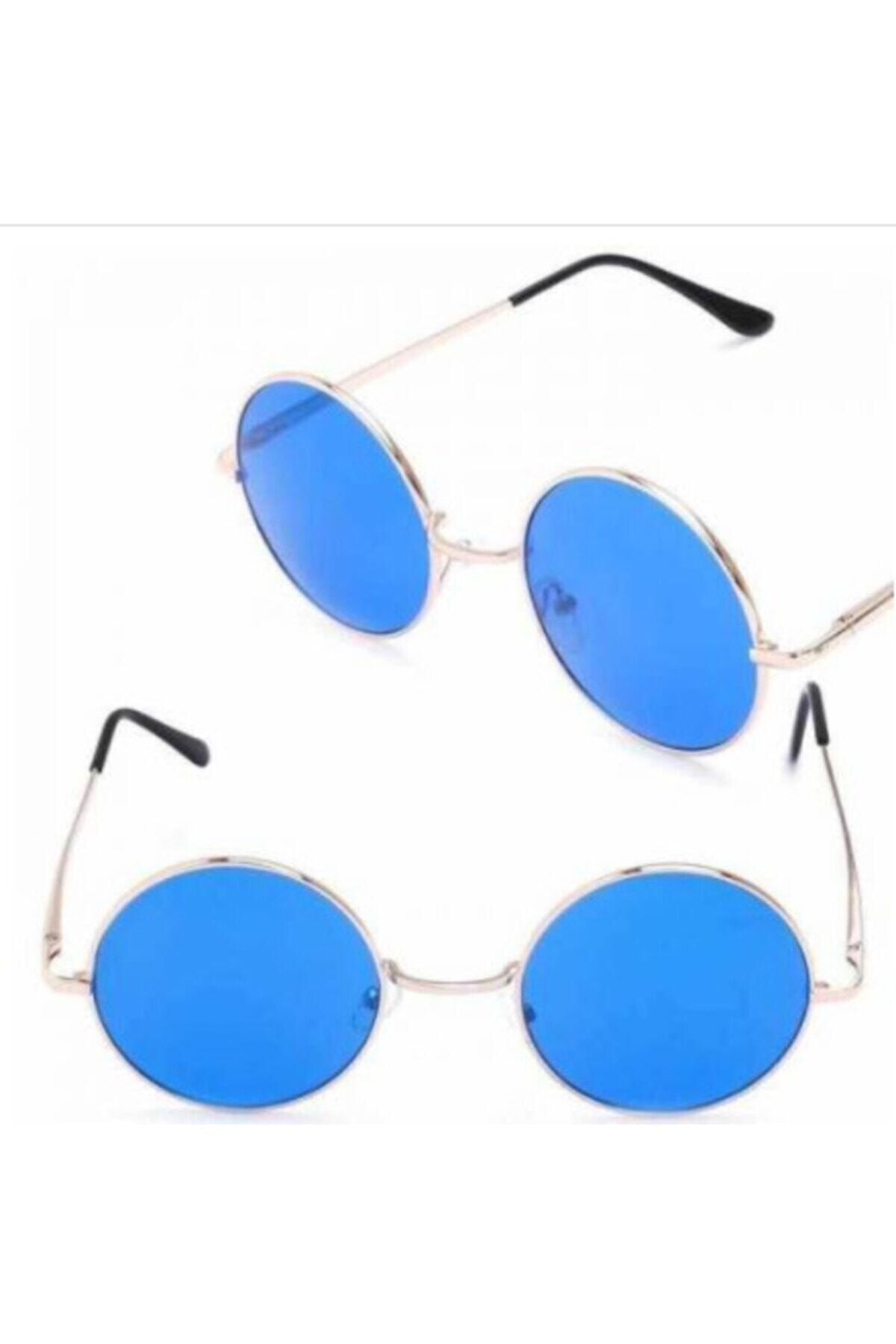 Genel Markalar John Lennon Model Güneş Gözlüğü Yuvarlak Mavi Camlı