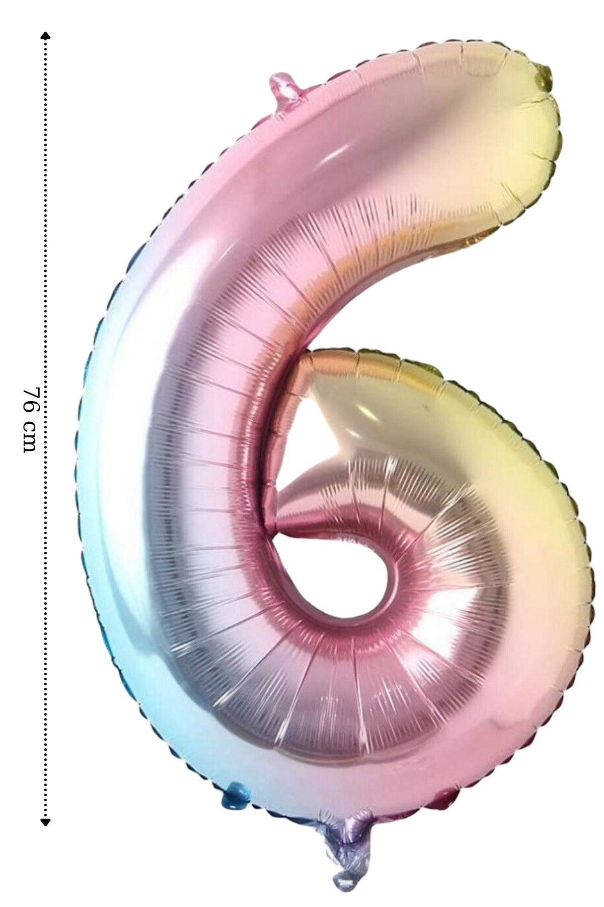 ELGALA Folyo Balon 6 Rakamı Helyum Balon 76 Cm Gökkuşağı Rengi