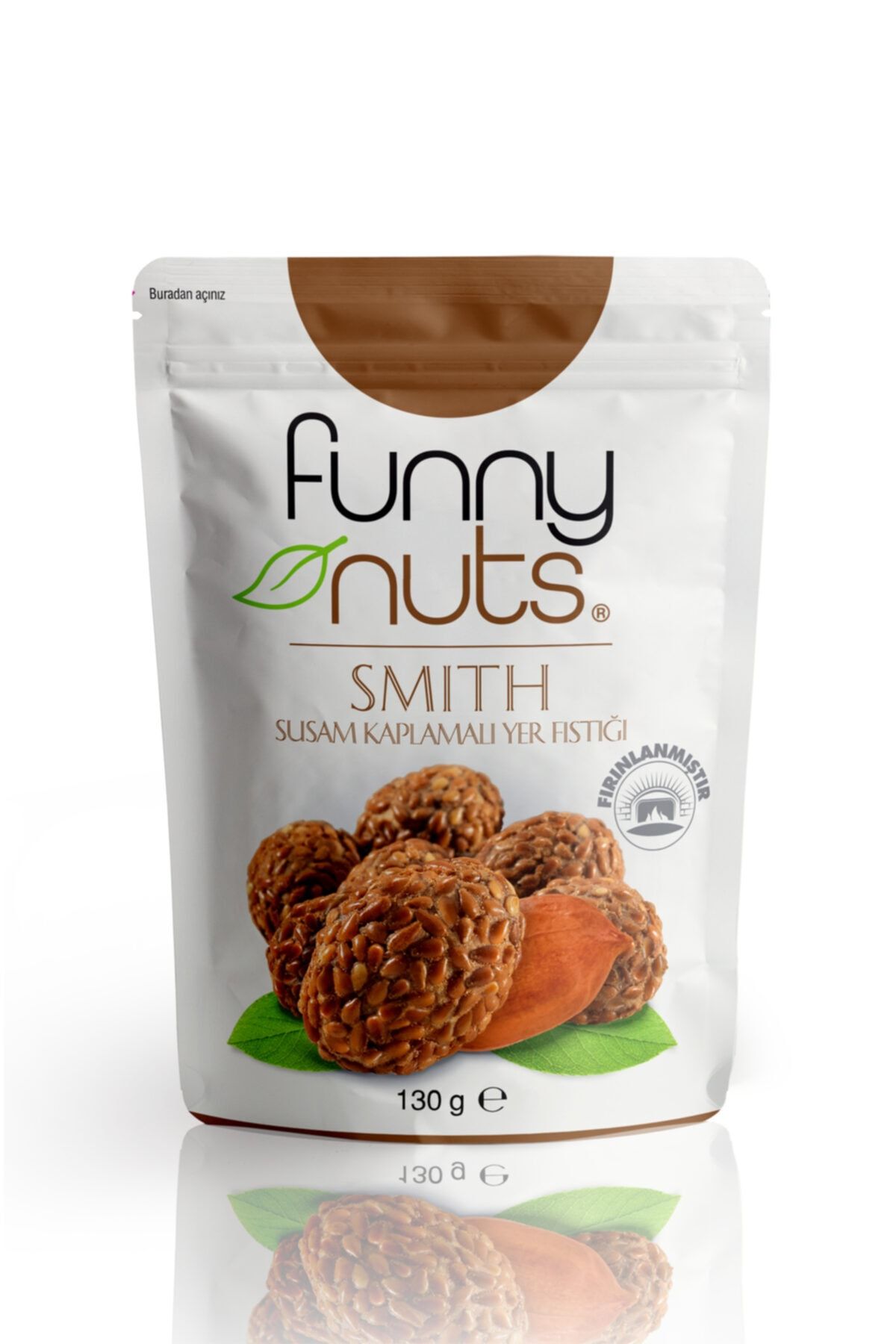 Funny Nuts Smith Susam Kaplamalı Yer Fıstığı 130 gr Lık Paketlerden 1 Koli 12 Paket( 1560 Gr. )