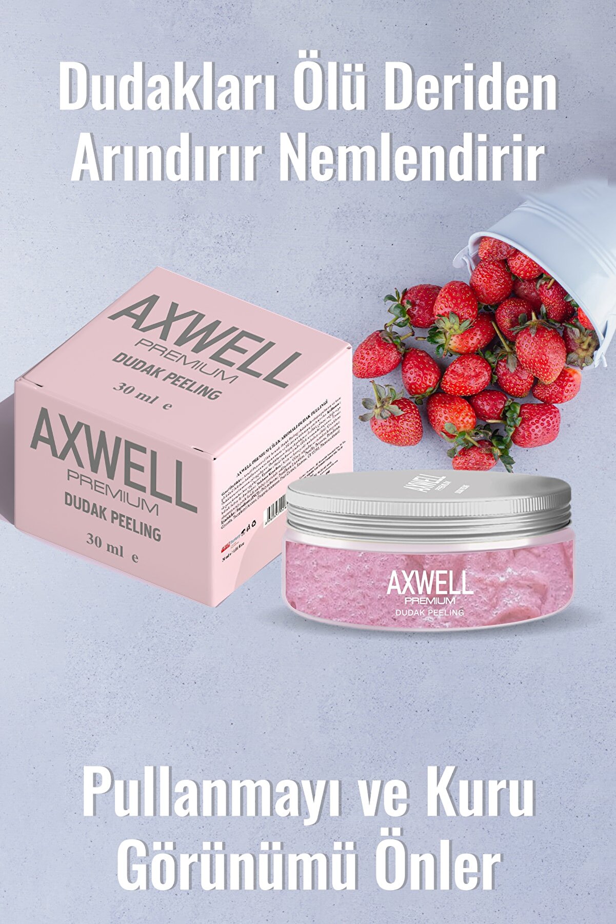 AXWELL Premium Çilek Aromalı Dudak Bakım Peelingi 30ml