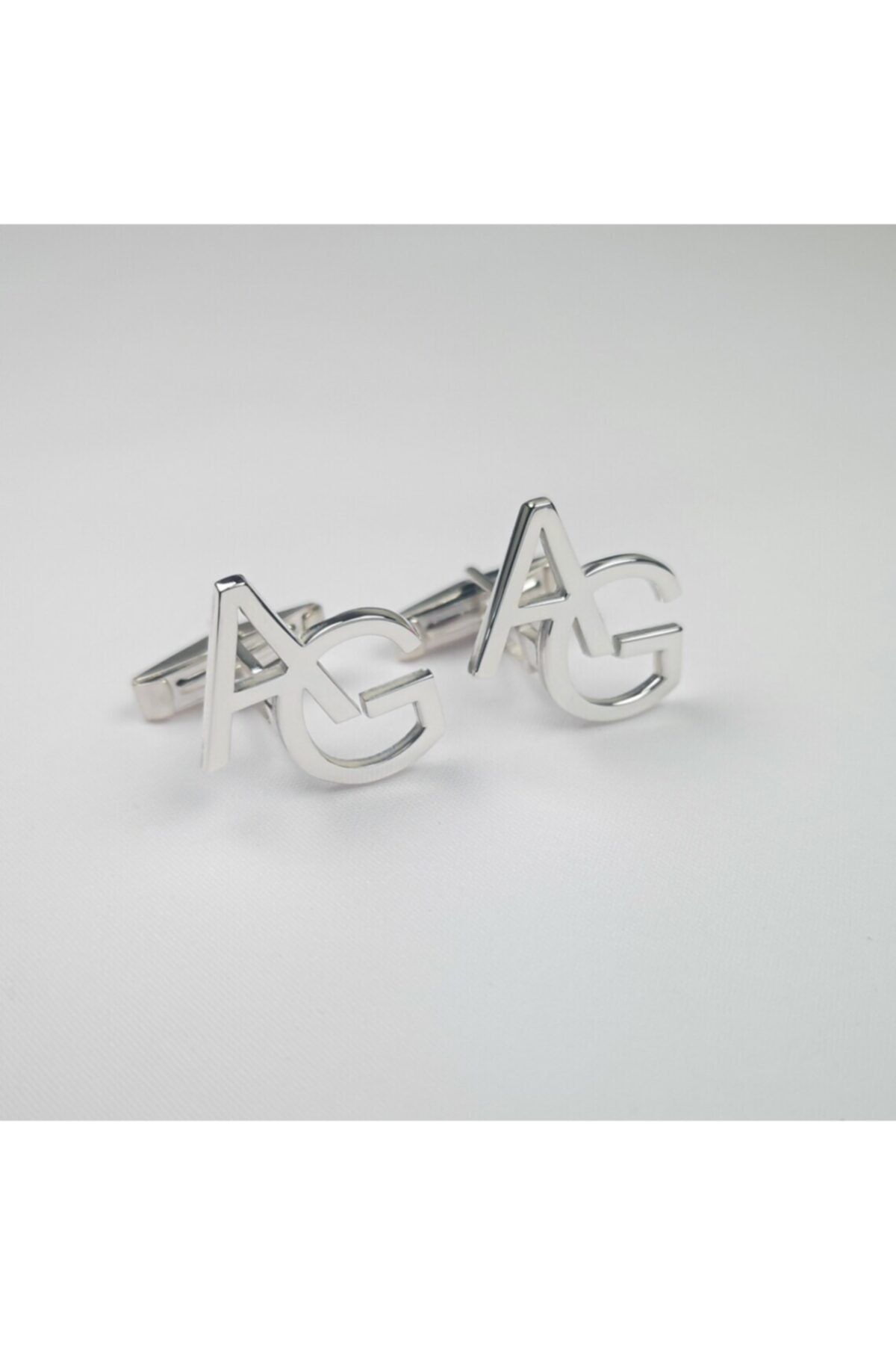 Midyat takı Şık Tasarım Ag Harfli 925 Ayar Gümüş Kol Düğmeleri