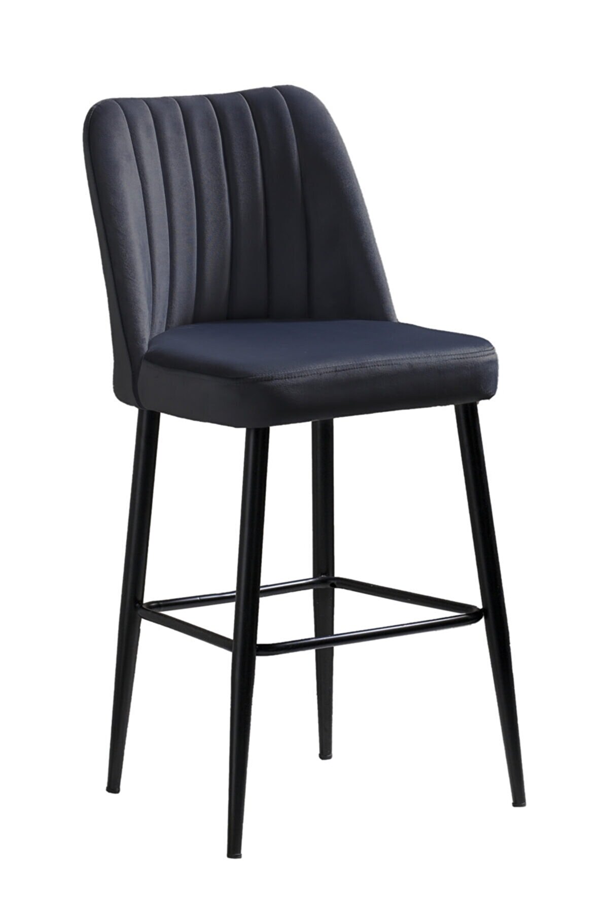 Mymassa Ada Mutfak Sandalyesi - Düz Renk Ithal Kumaş - Bar Sandalyesi Taburesi - Metal Siyah Ayak Sandalye