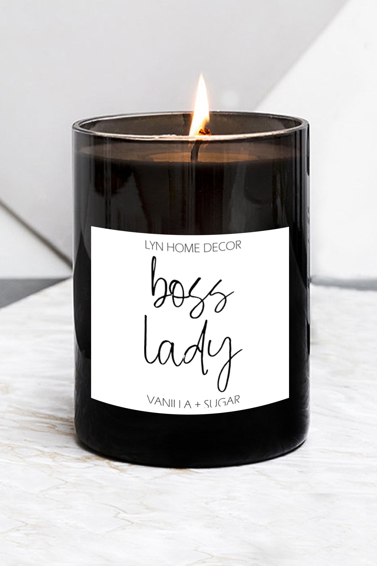 LYN HOME & DECOR Büyük Boy Siyah Vanilyalı Boss Bardak Mum