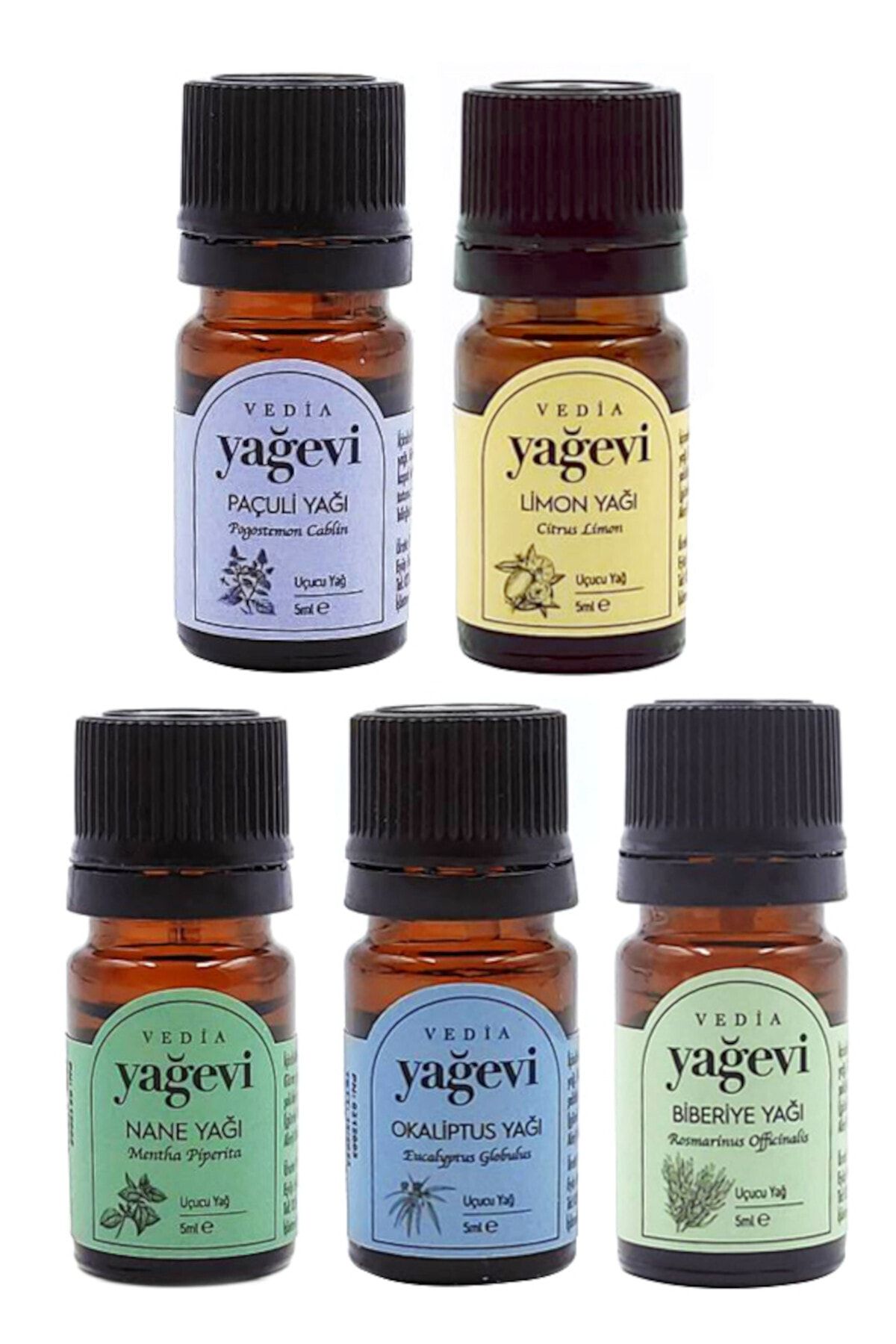 Yağevi Okaliptus+paçuli+biberiye+nane+limon Uçucu Yağ Seti 5x5ml