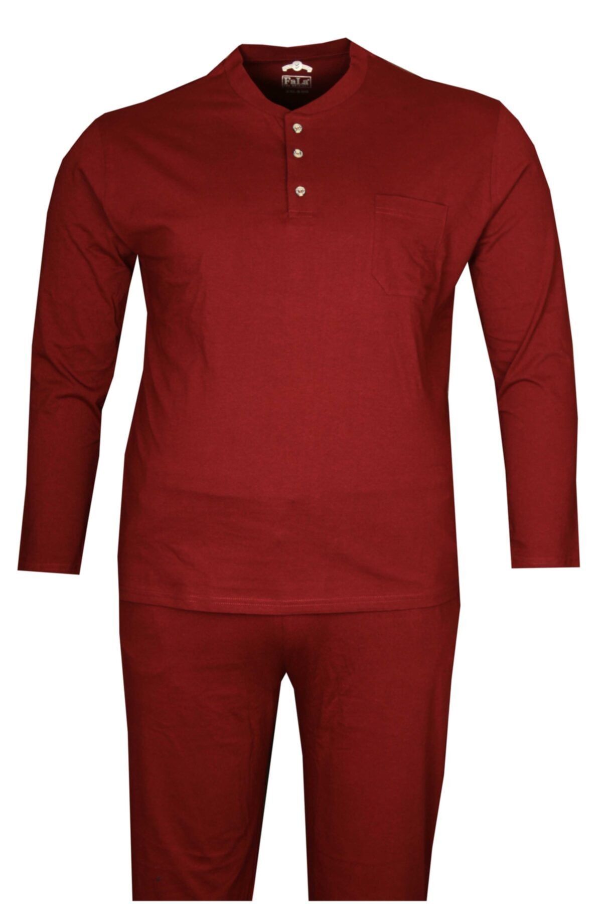 FaLa Jeans Büyük Beden Penye Pijama Takımı Bordo 86001